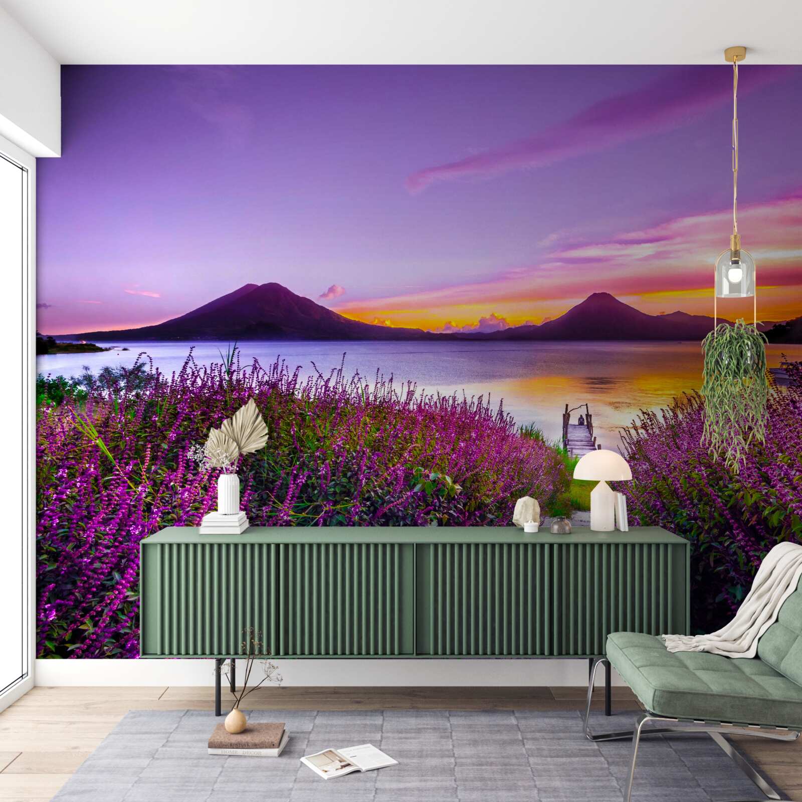 Фотошпалери доріжка, оточена кущами лаванди