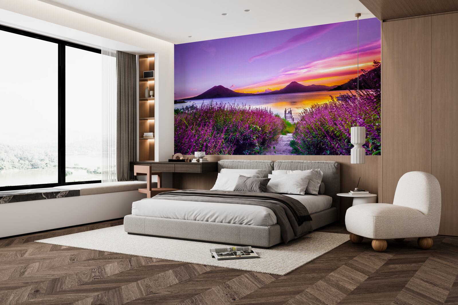 Фотошпалери доріжка, оточена кущами лаванди