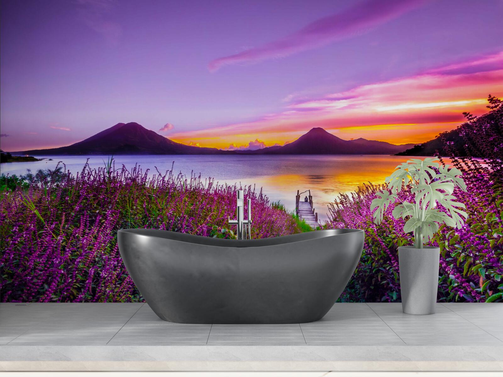 Фотошпалери доріжка, оточена кущами лаванди