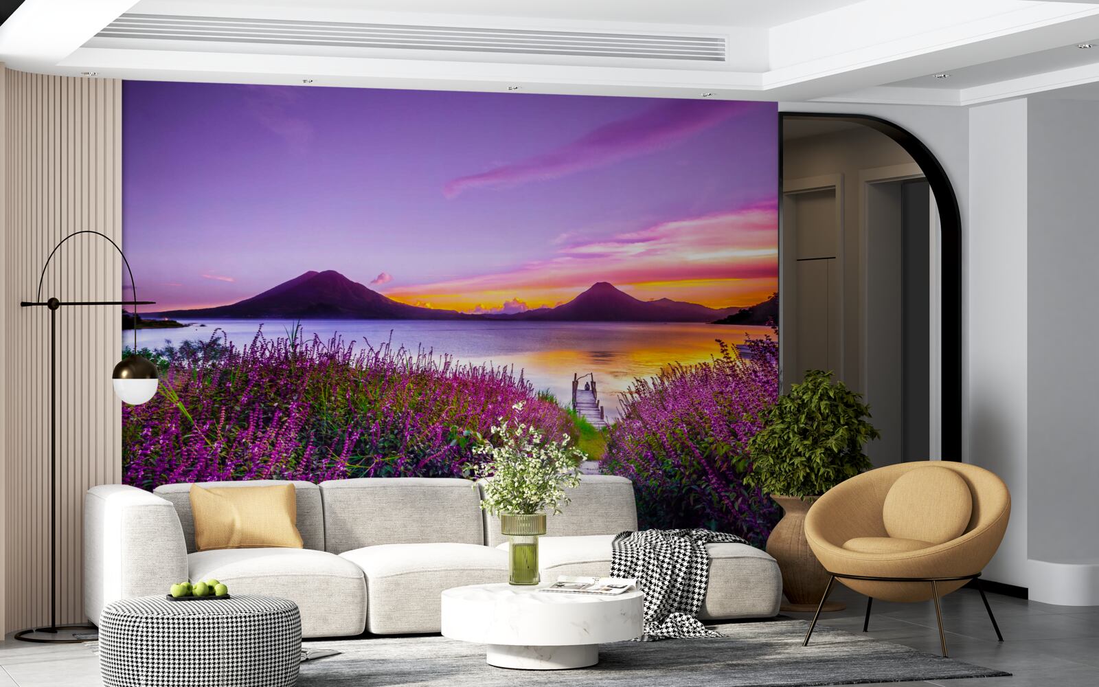 Фотошпалери доріжка, оточена кущами лаванди