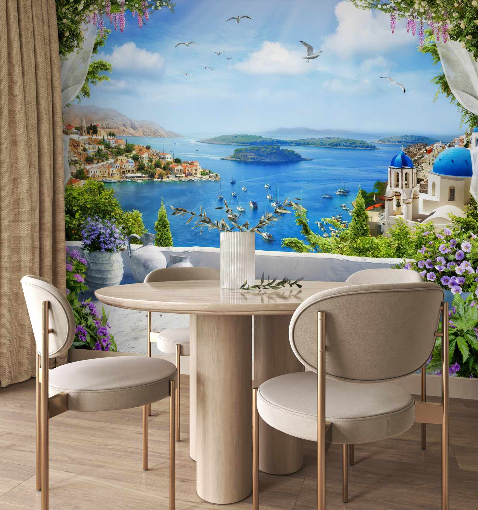 Фотошпалери панорама міста та річки