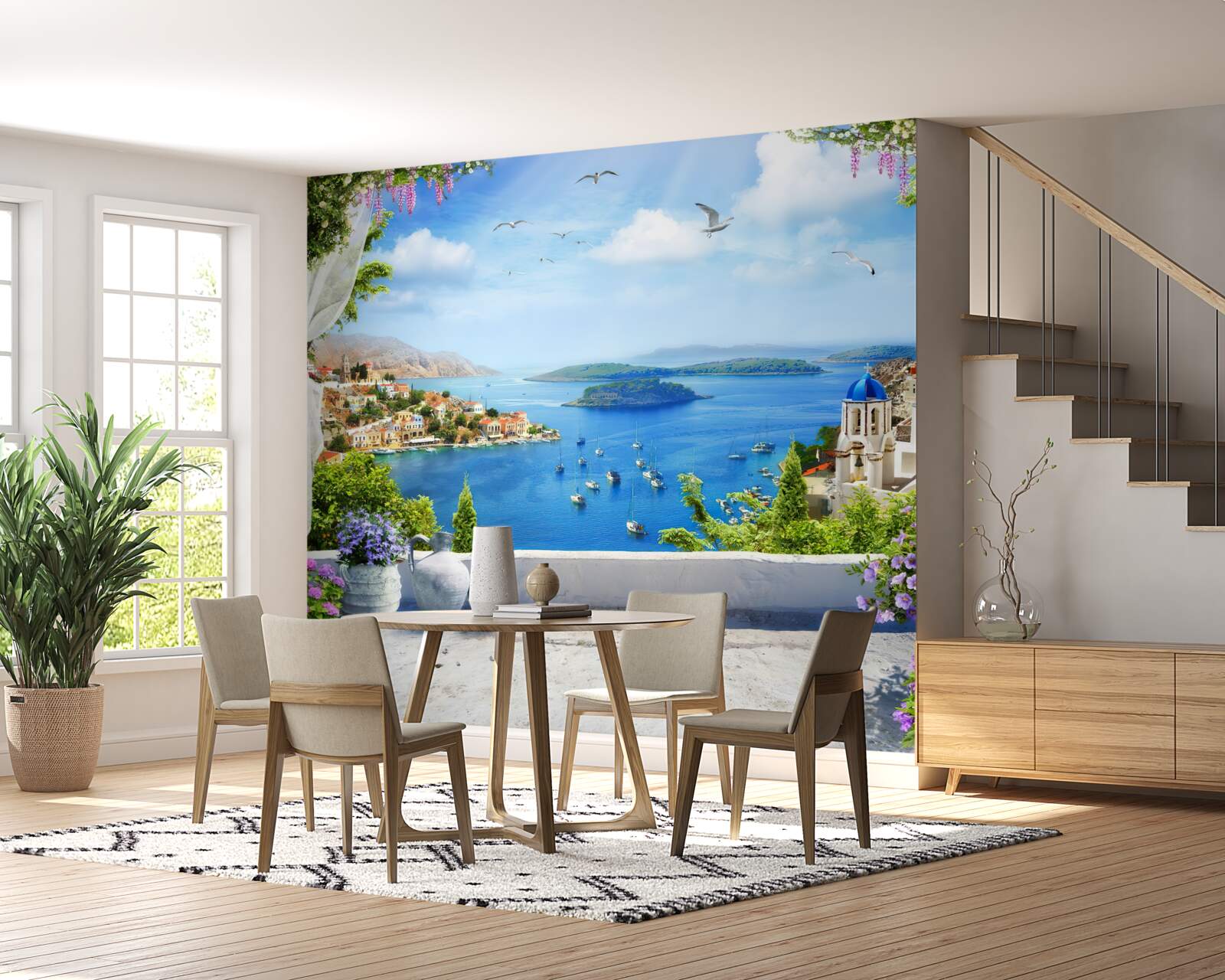 Фотошпалери панорама міста та річки