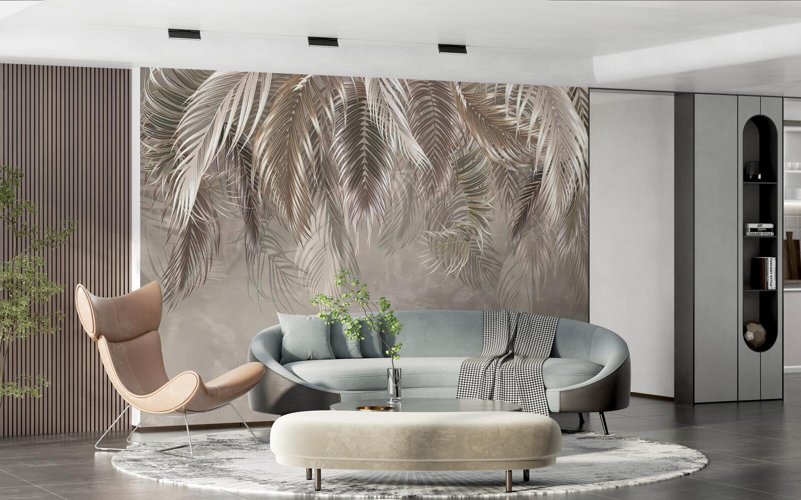 Фотошпалери вузьке, велике листя, каскадне