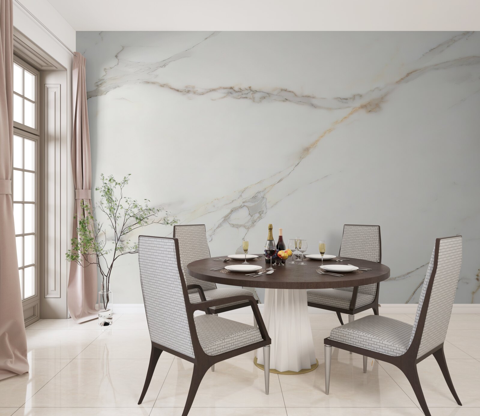 Фотошпалери світлий мармур з візерунками