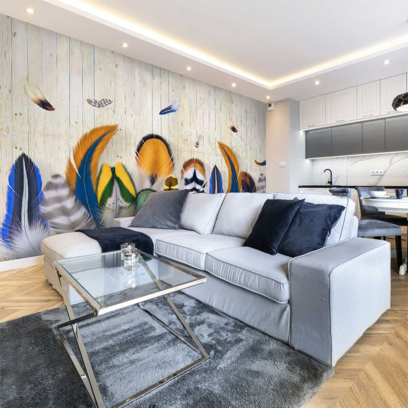 Фотошпалери пташине пір'я різних форматів і відтінків