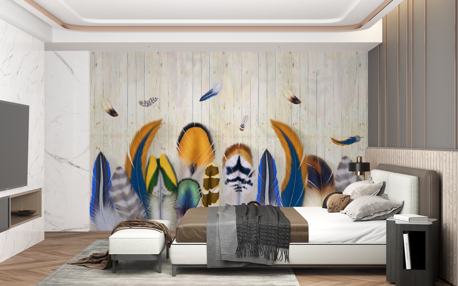 Фотошпалери пташине пір'я різних форматів і відтінків