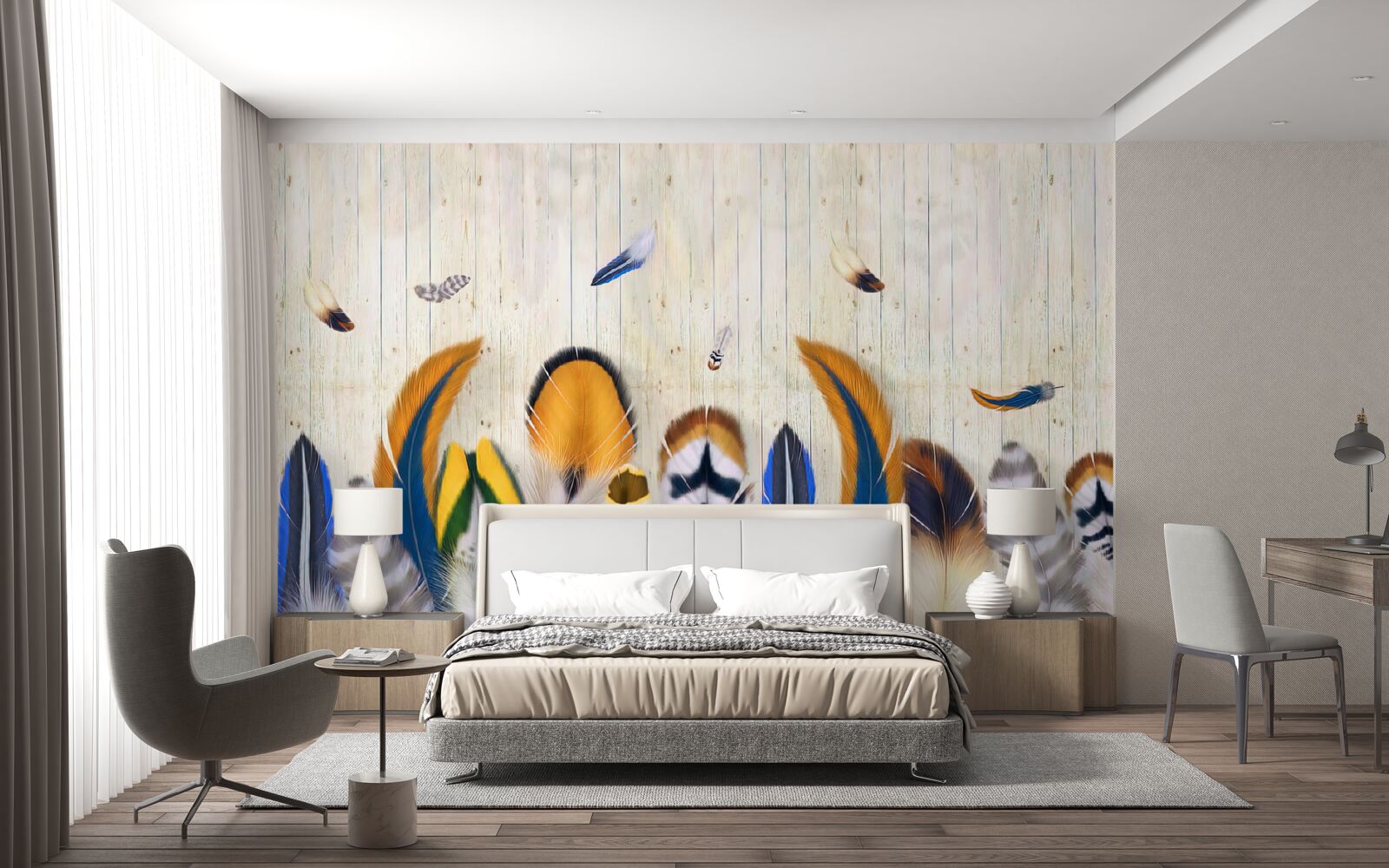 Фотошпалери пташине пір'я різних форматів і відтінків