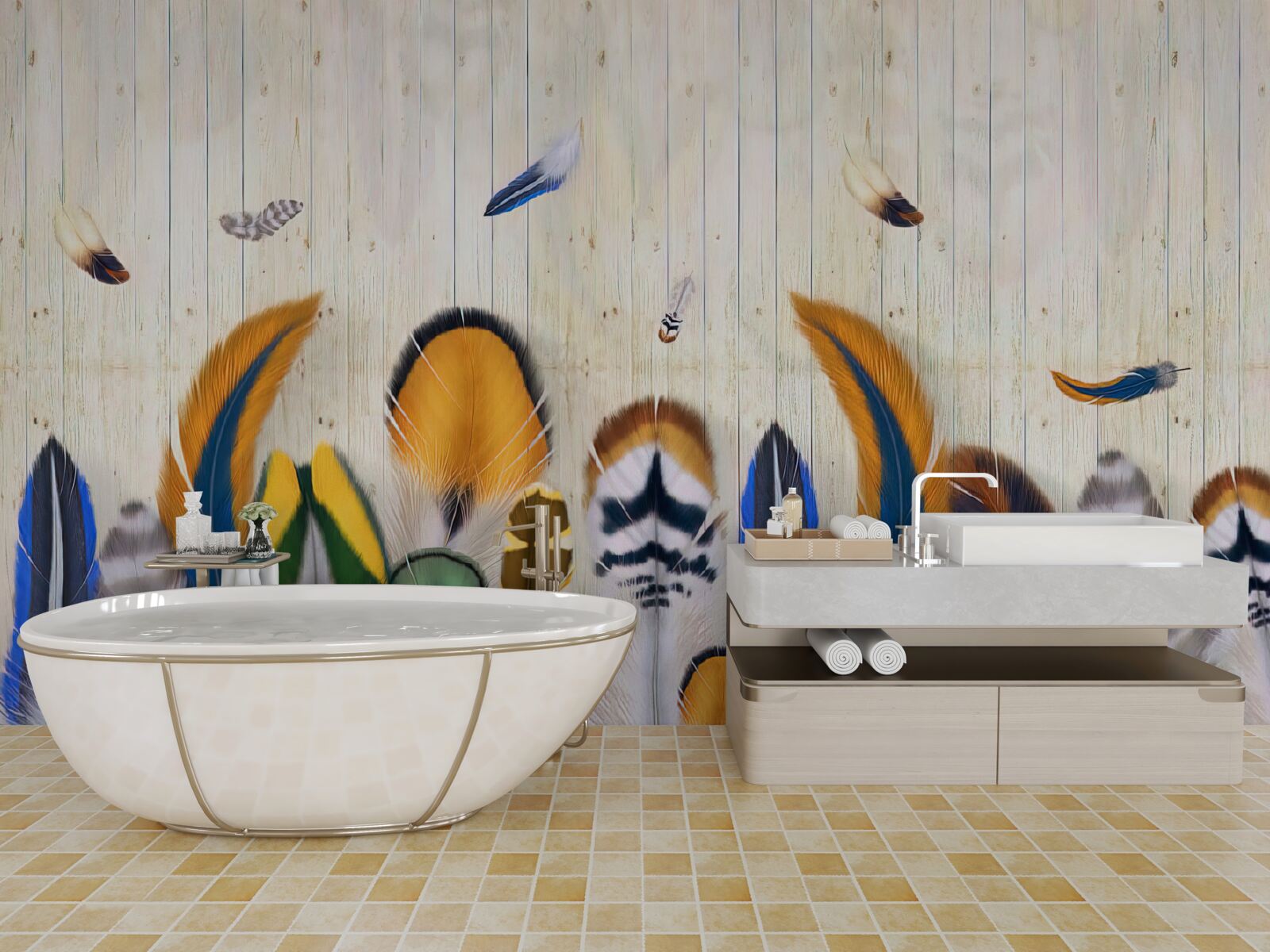 Фотошпалери пташине пір'я різних форматів і відтінків