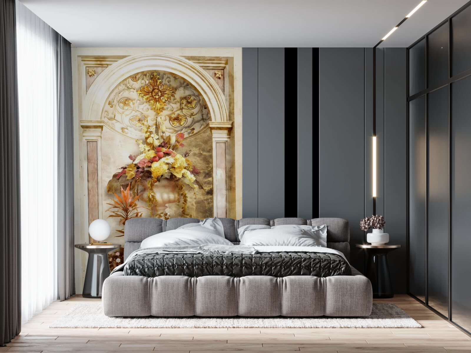 Фотошпалери квіти у настінних вазах