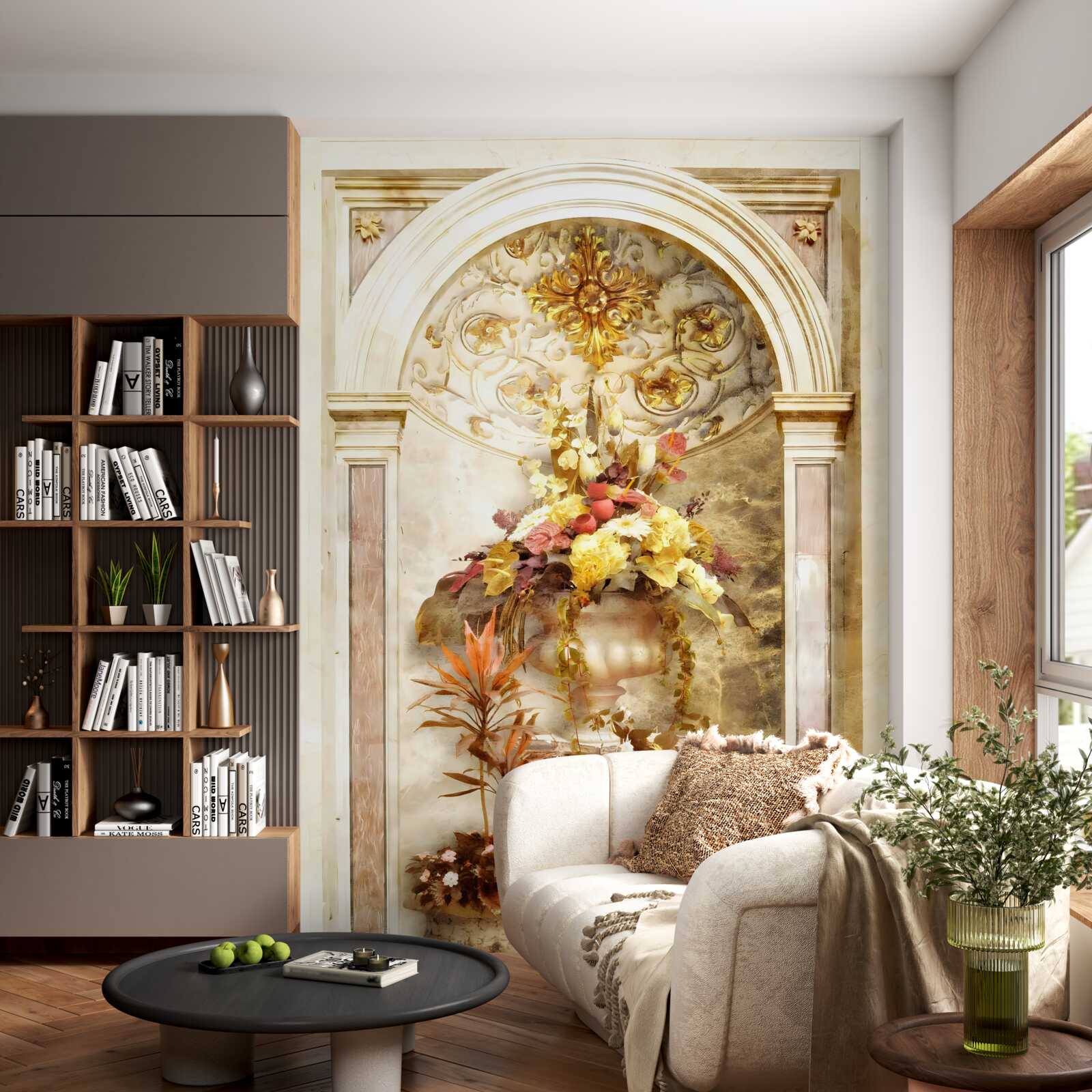 Фотошпалери квіти у настінних вазах