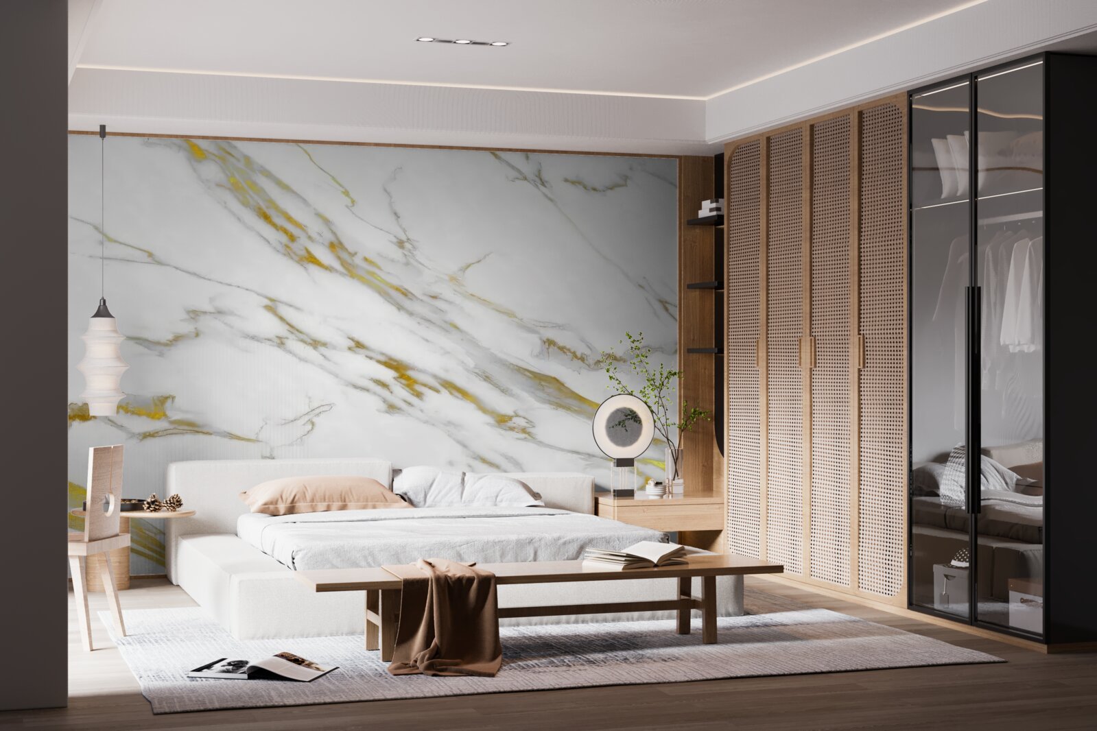 Фотошпалери білий фон із золотими лініями