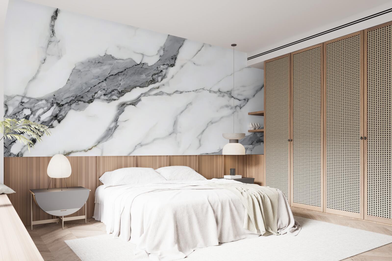 Фотошпалери білий і сірий мармур