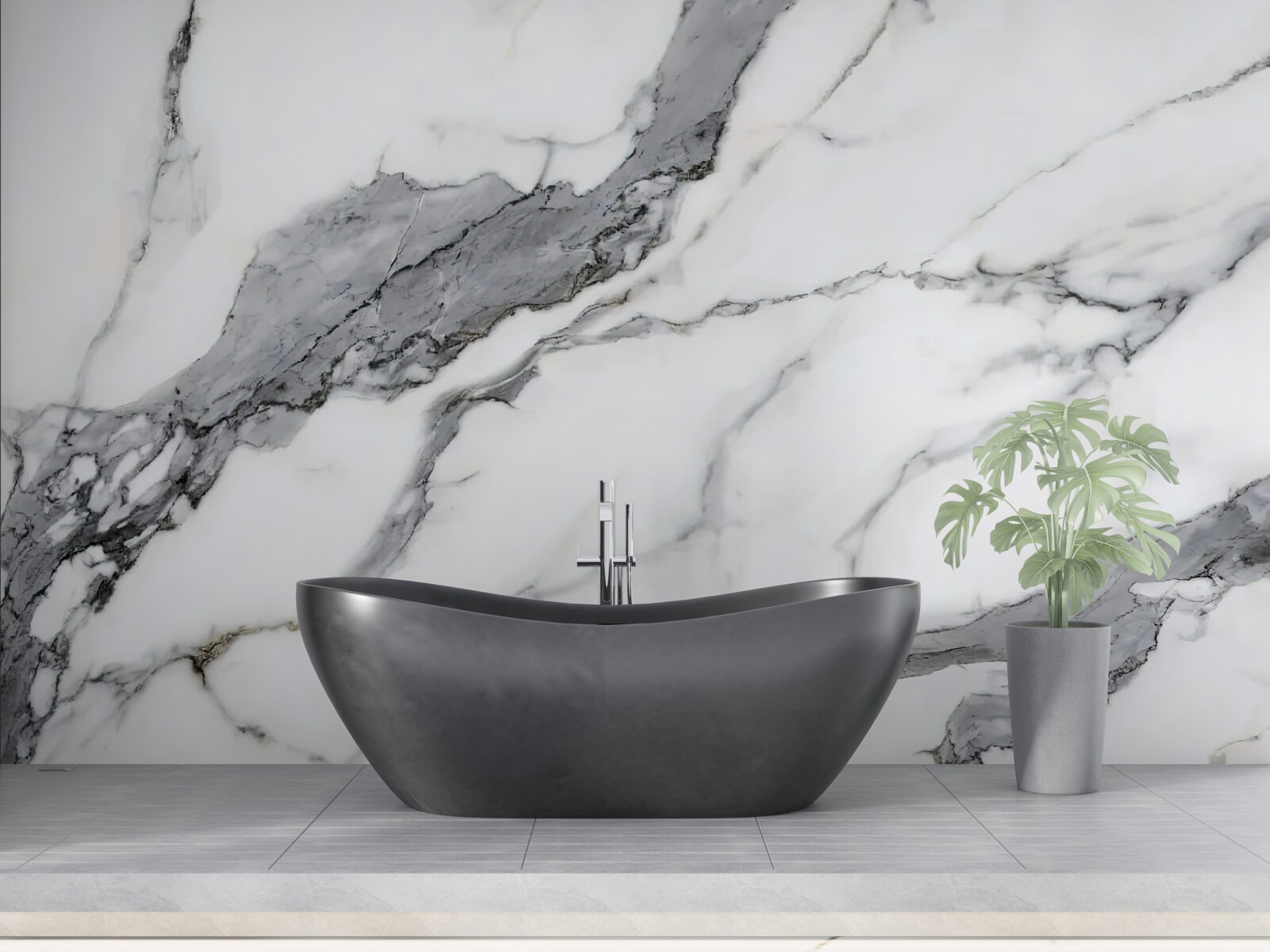 Фотошпалери білий і сірий мармур