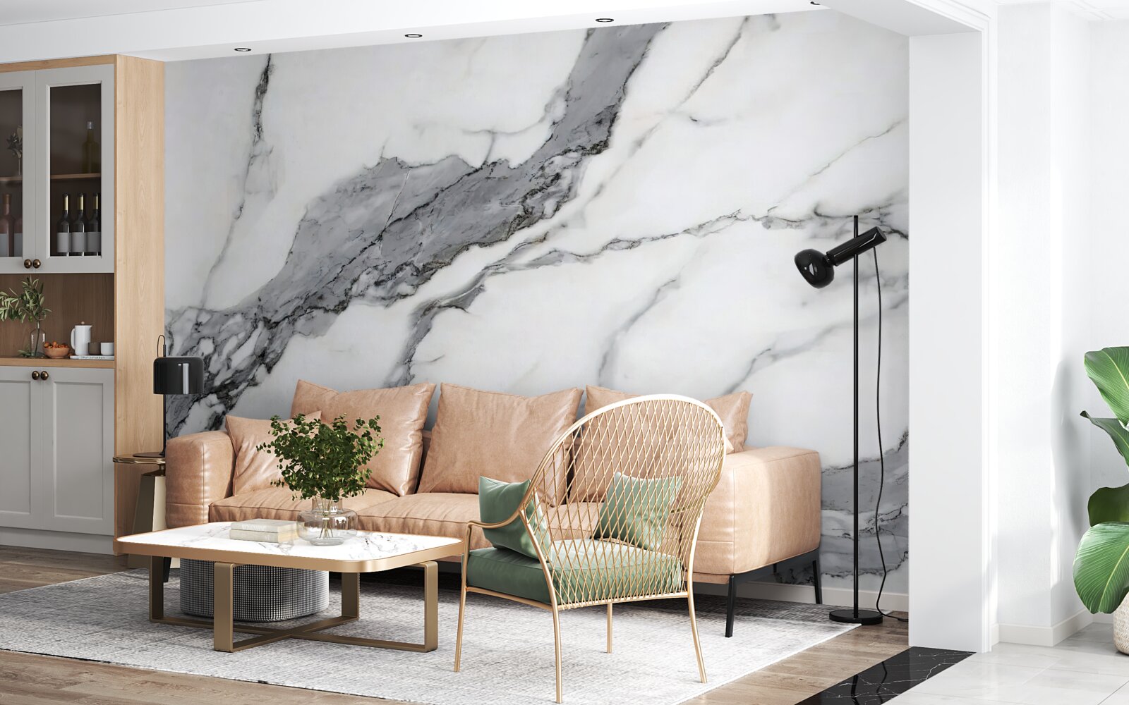 Фотошпалери білий і сірий мармур