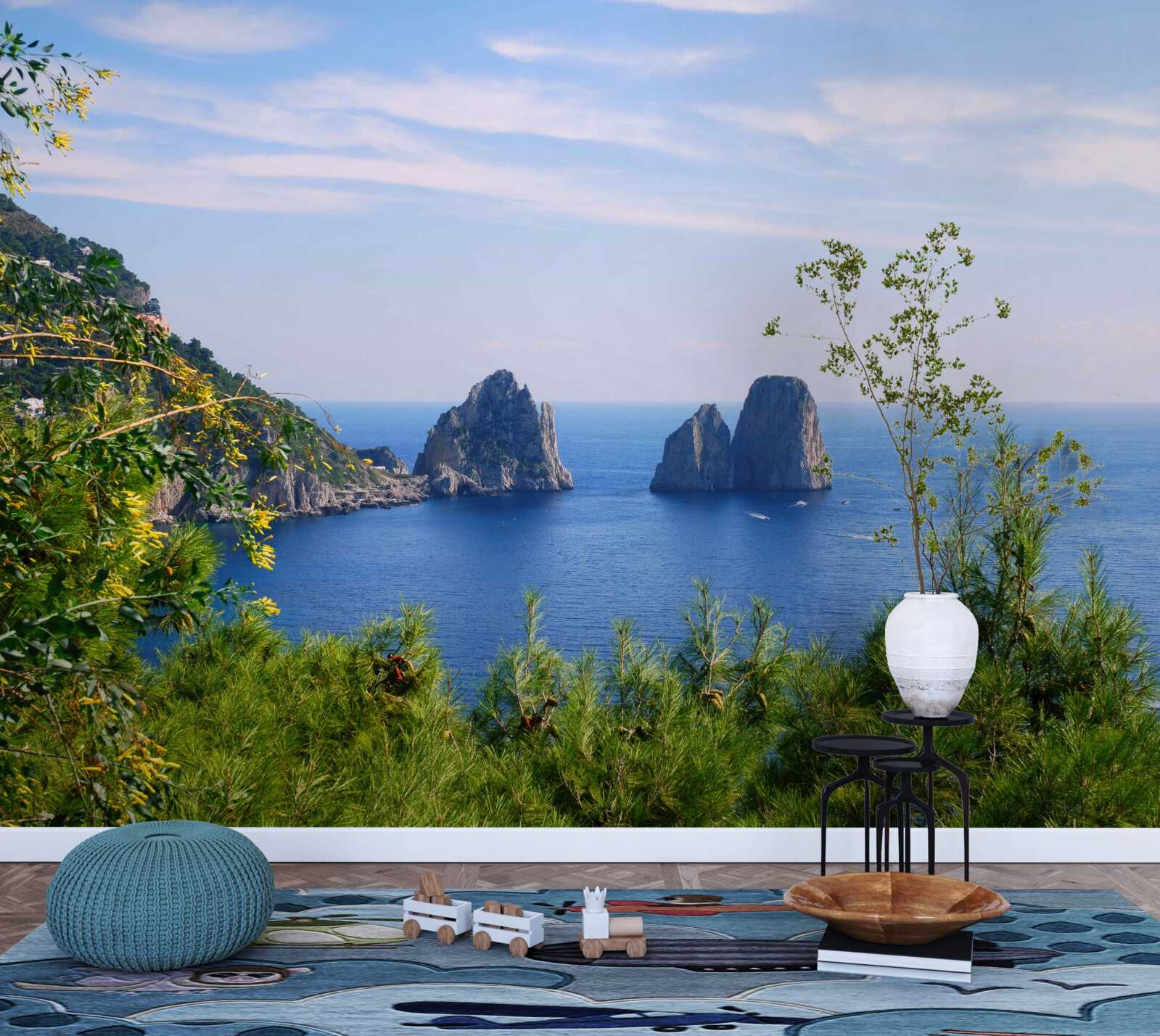 Фотошпалери панорама океану та скель