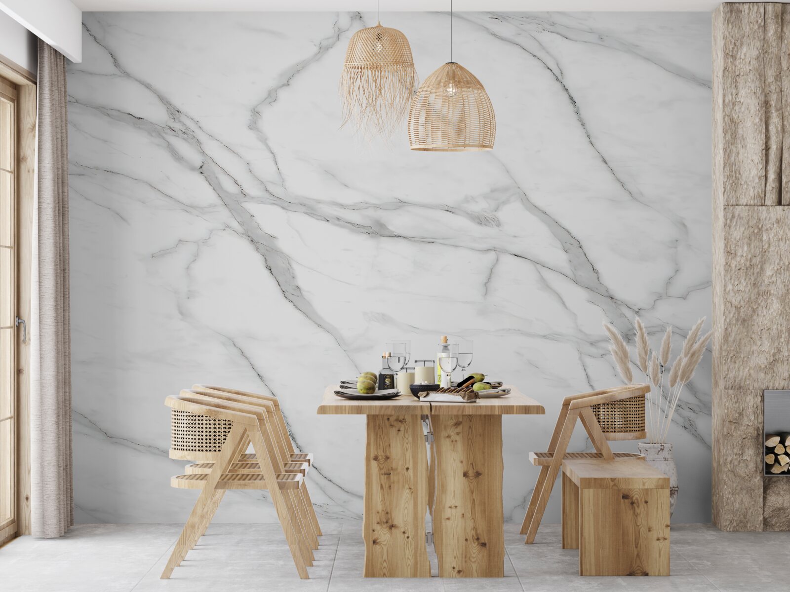 Фотошпалери світло-сіра смугаста стіна