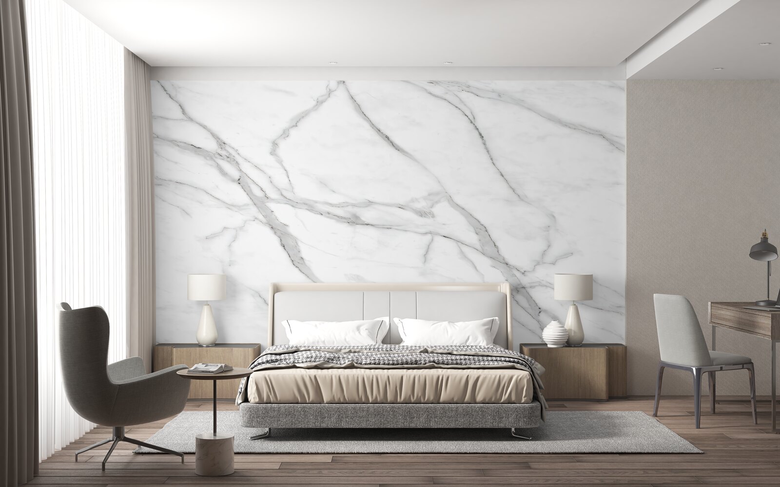 Фотошпалери світло-сіра смугаста стіна