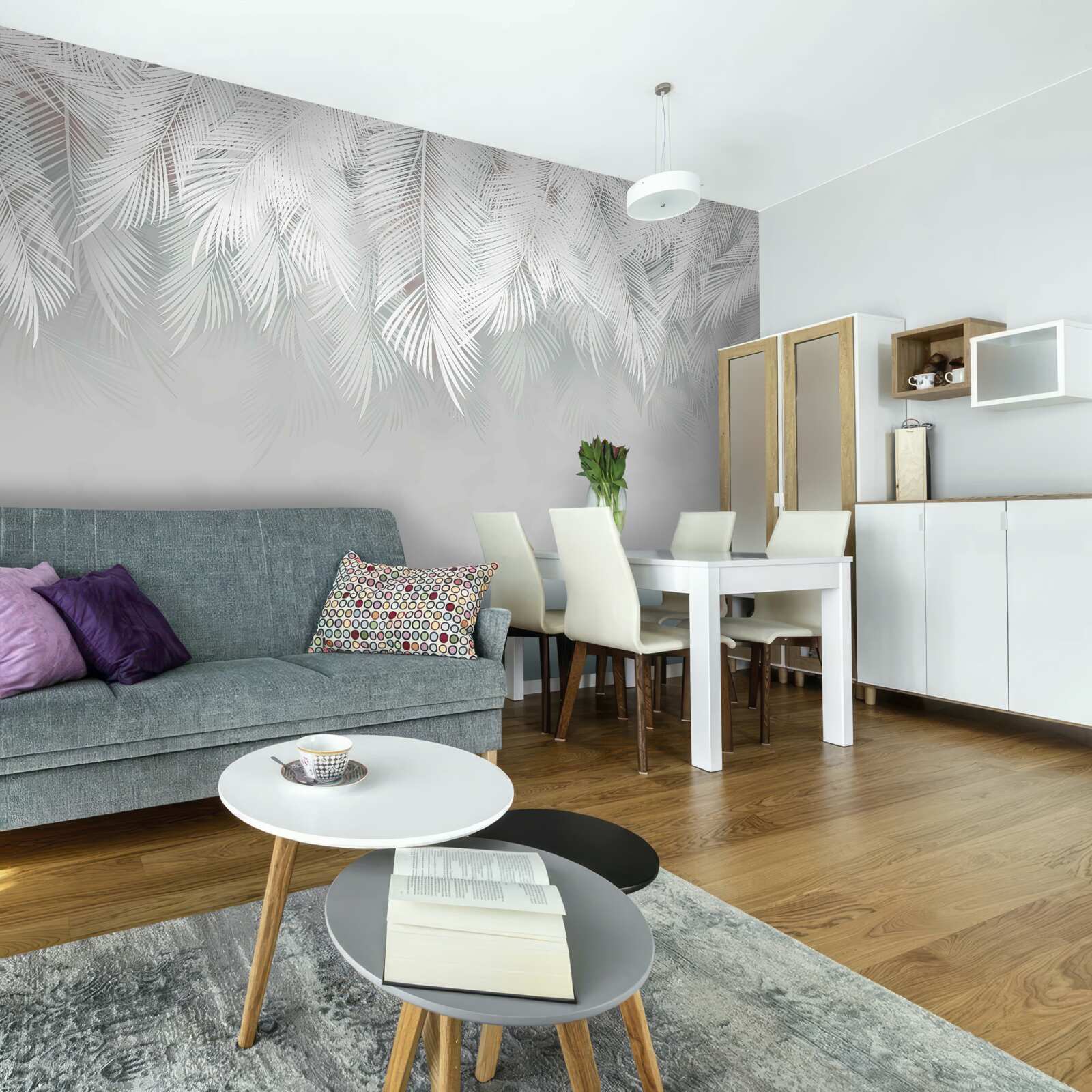 Фотошпалери білосніжне пір'я звисає вниз