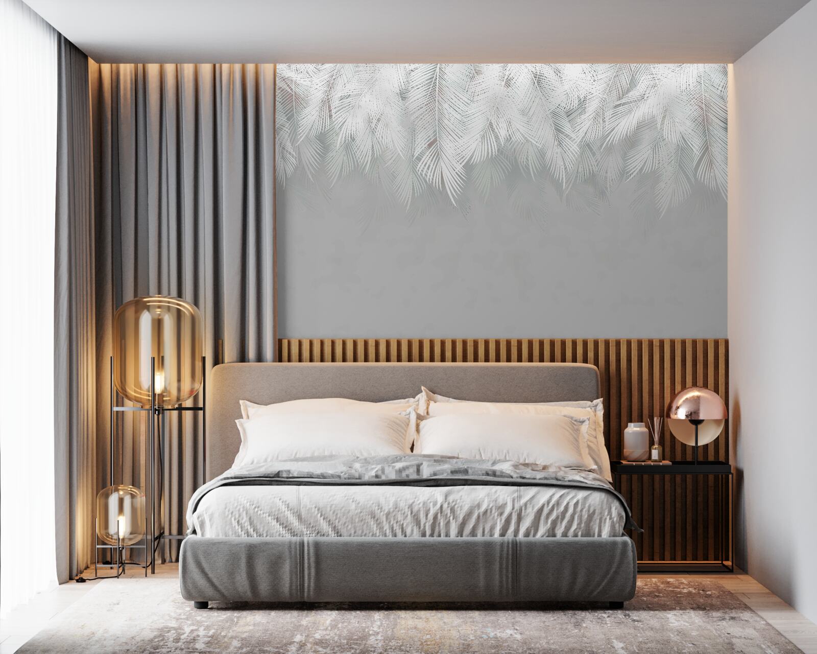 Фотошпалери білосніжне пір'я звисає вниз