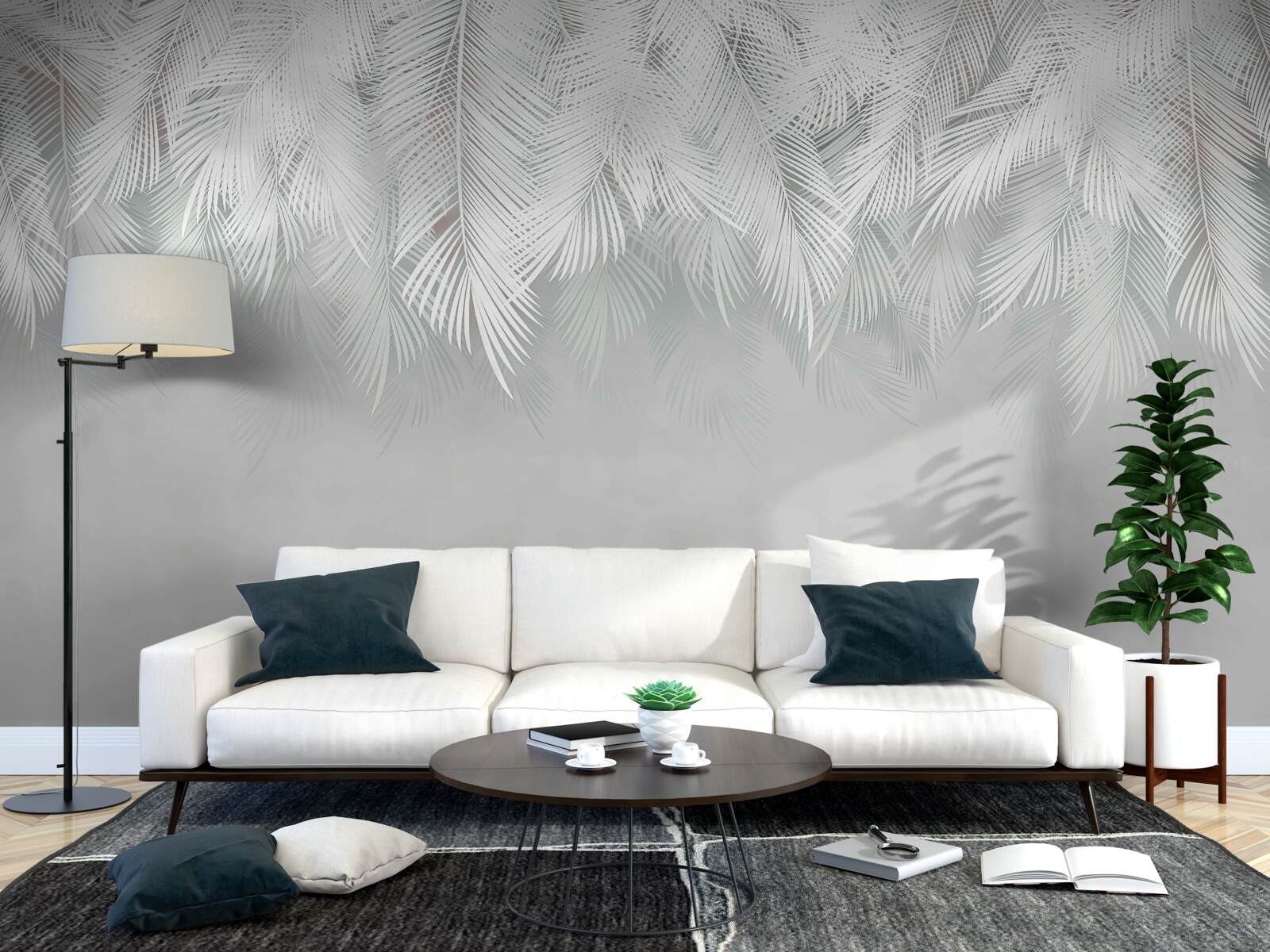 Фотошпалери білосніжне пір'я звисає вниз