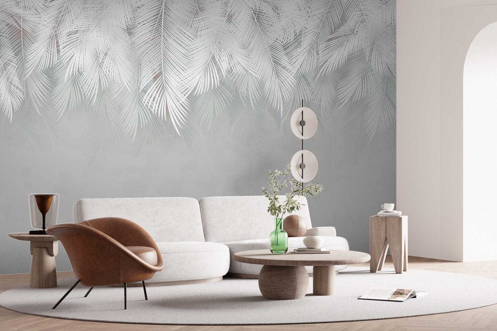 Фотошпалери білосніжне пір'я звисає вниз