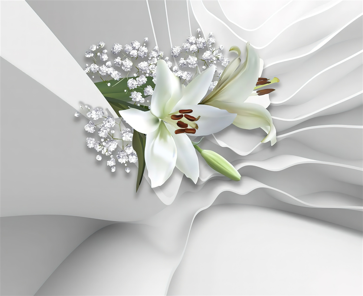 Фотошпалери яскравий фон з білими ліліями