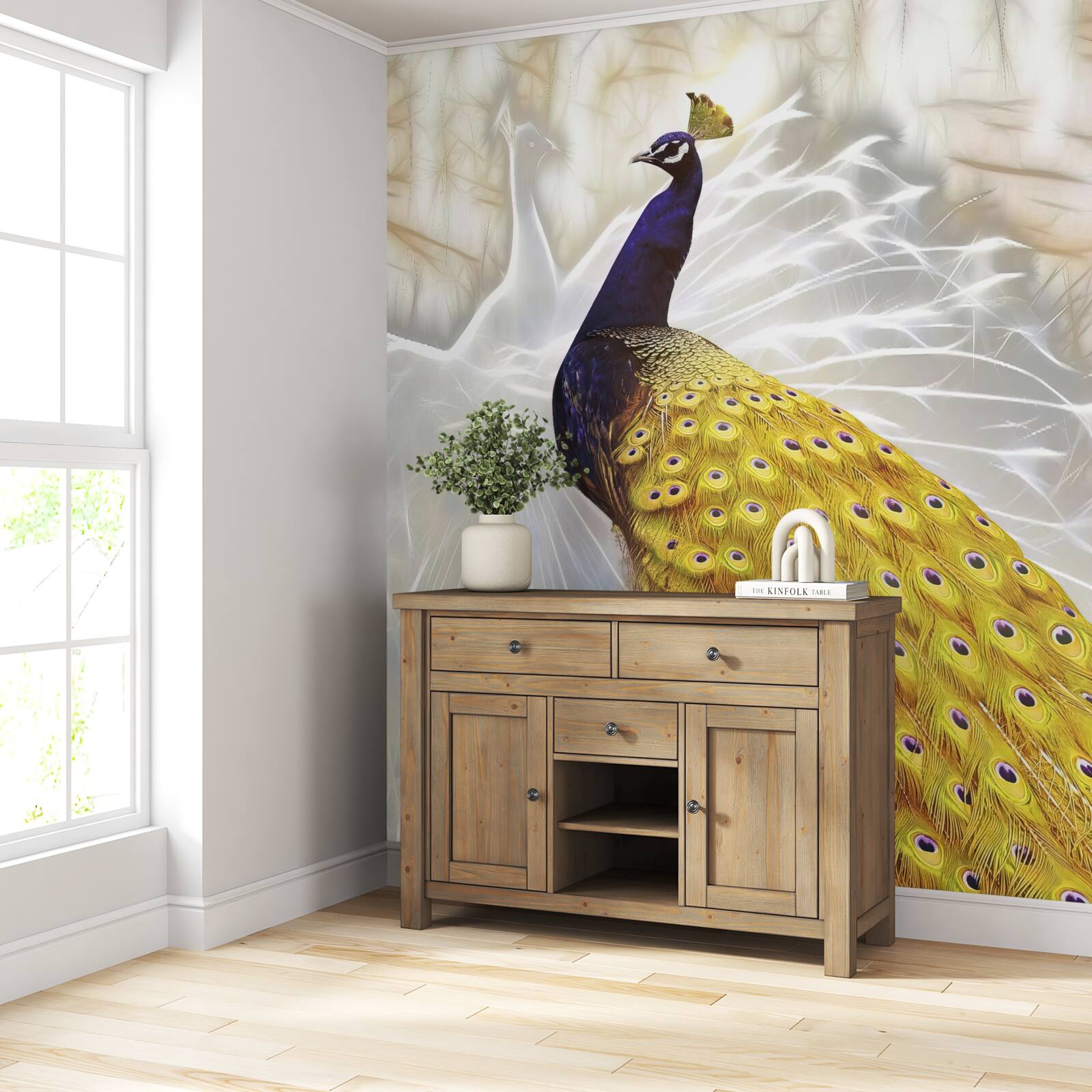 Фотошпалери птах із золотим пір'ям