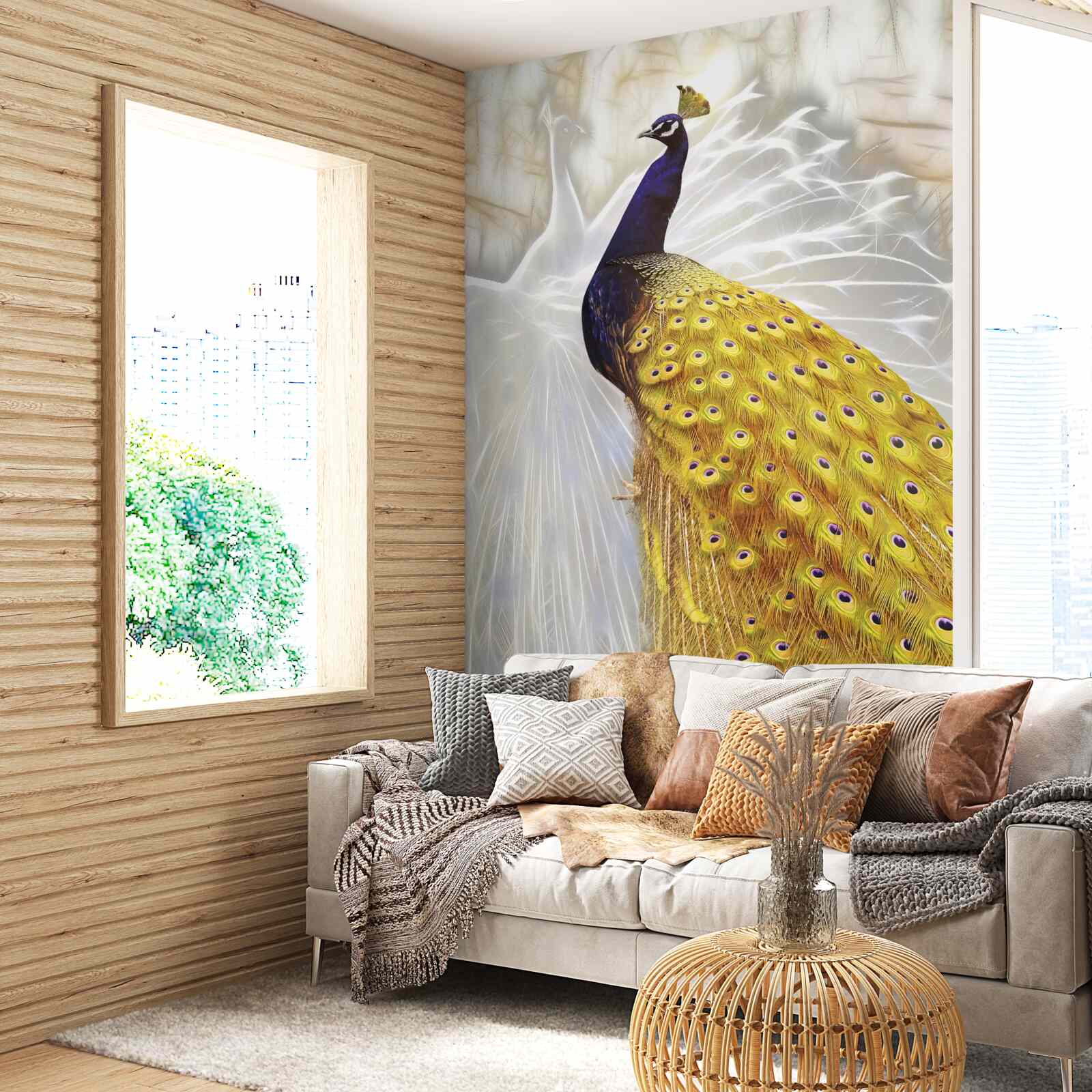 Фотошпалери птах із золотим пір'ям