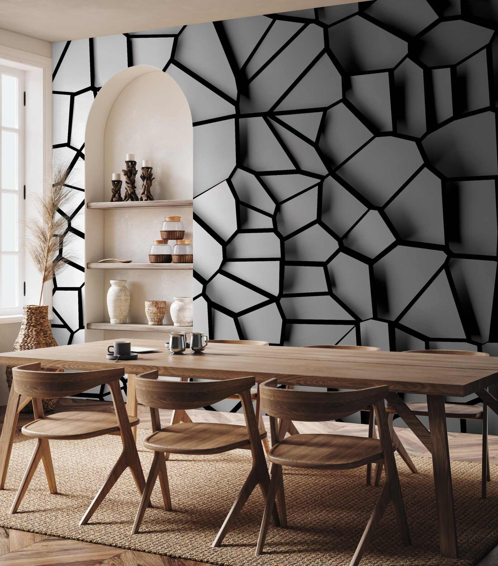 Фотошпалери біла стіна з об'ємним ефектом