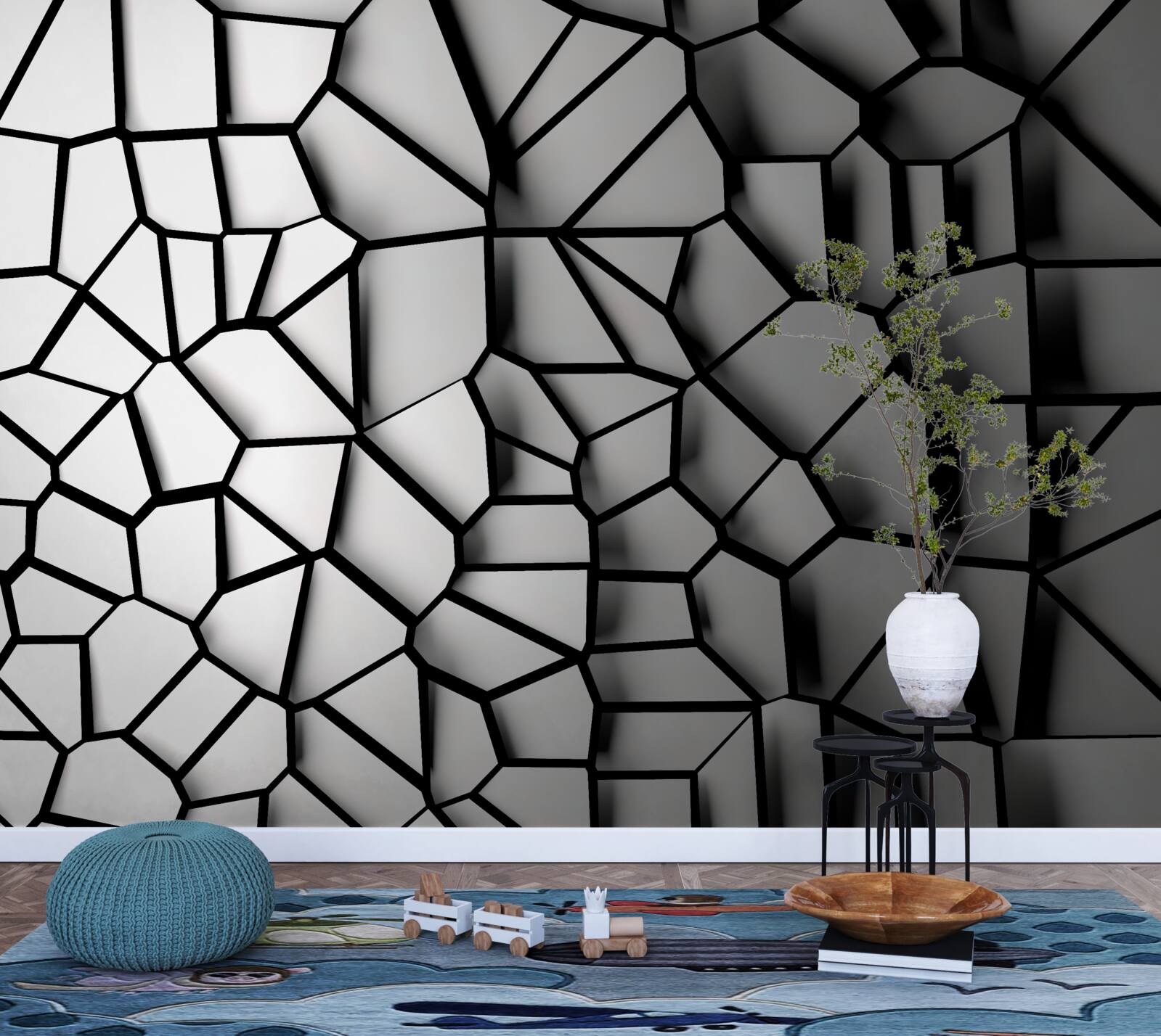 Фотошпалери біла стіна з об'ємним ефектом