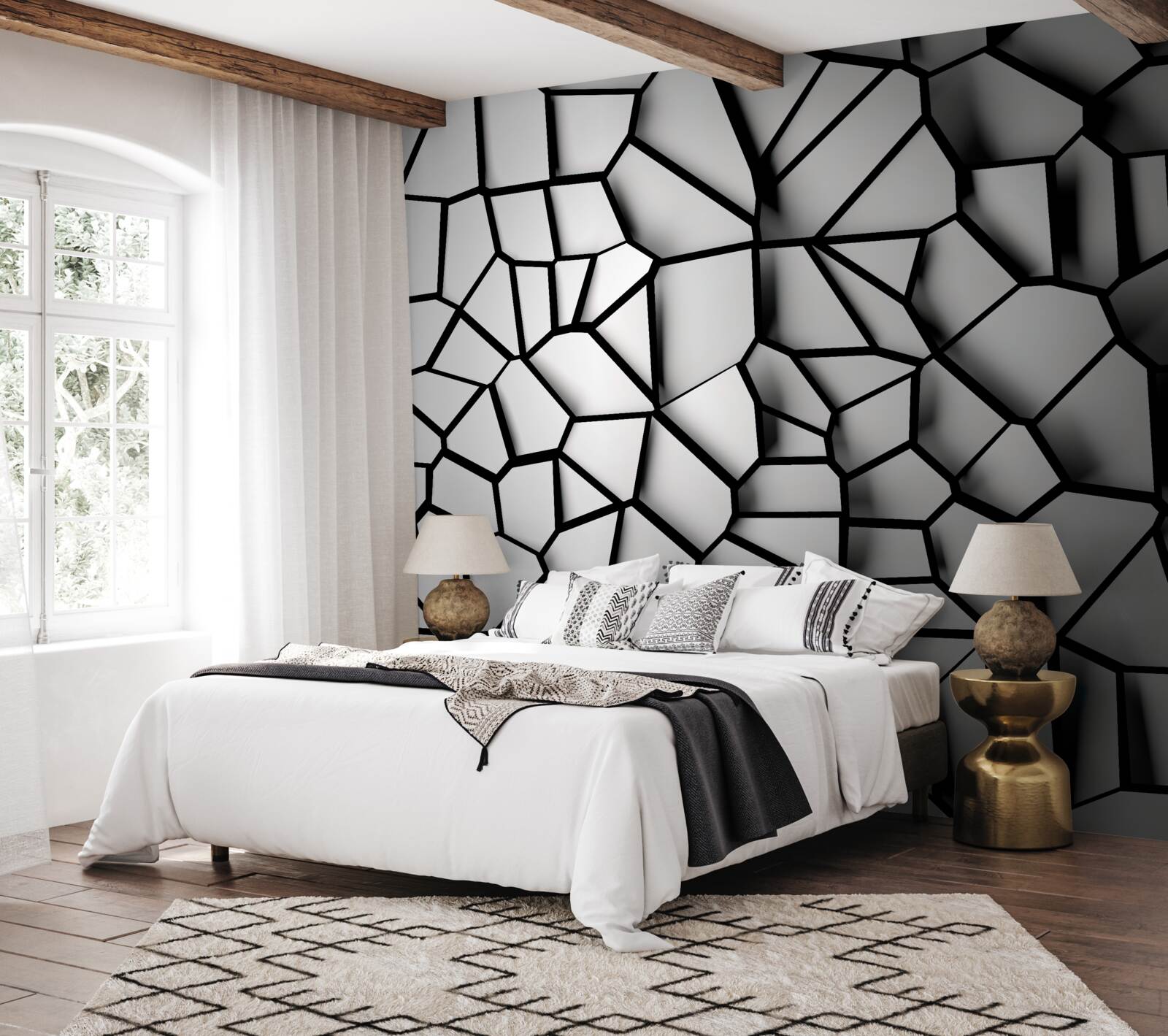 Фотошпалери біла стіна з об'ємним ефектом