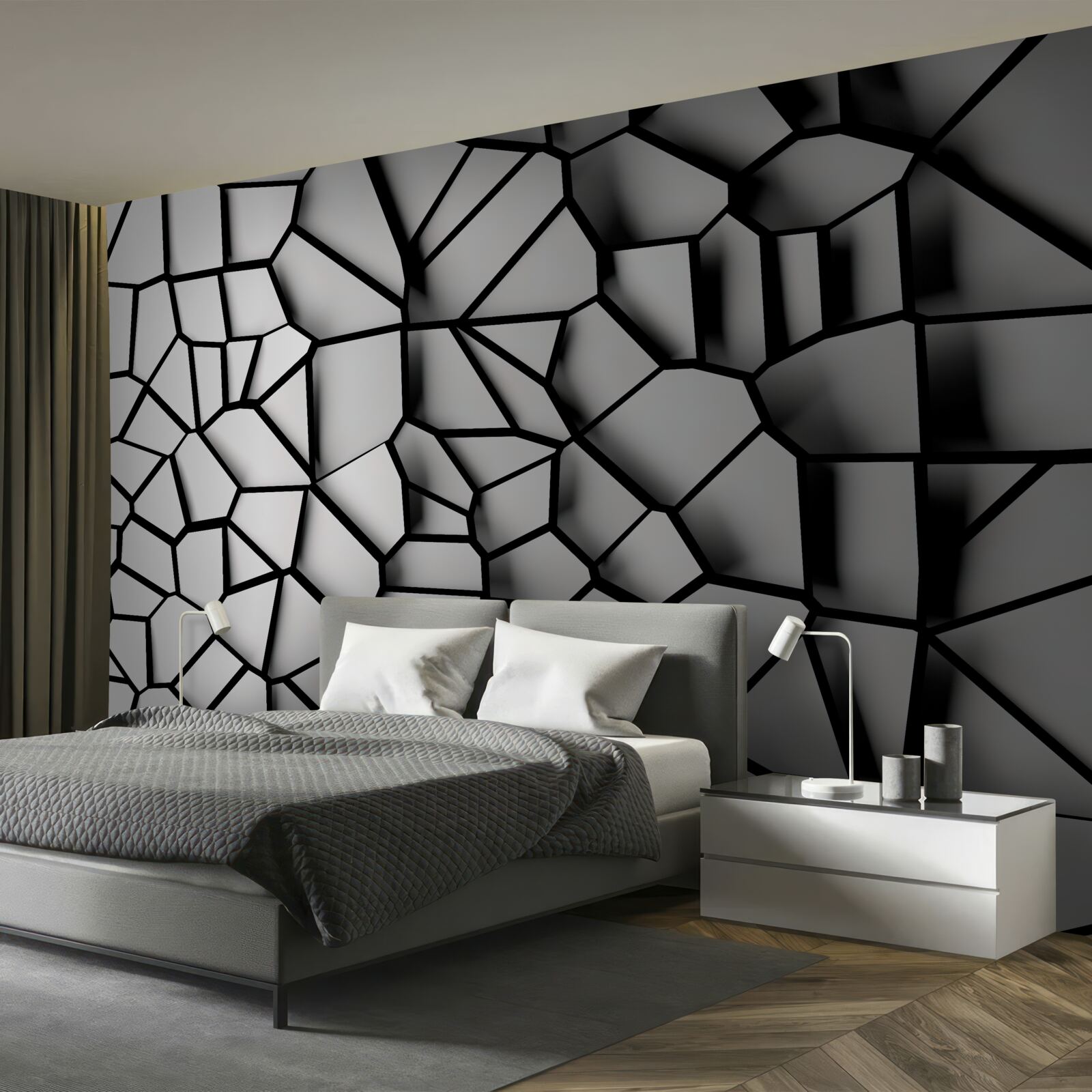 Фотошпалери біла стіна з об'ємним ефектом