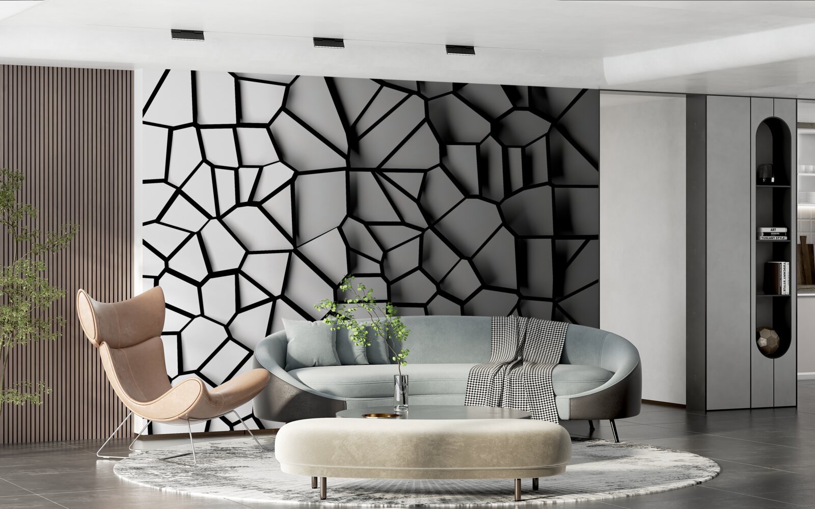 Фотошпалери біла стіна з об'ємним ефектом