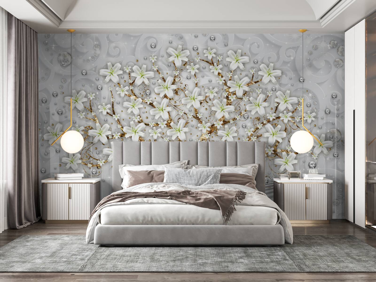 Фотошпалери на дереві розпустилися білі квіти