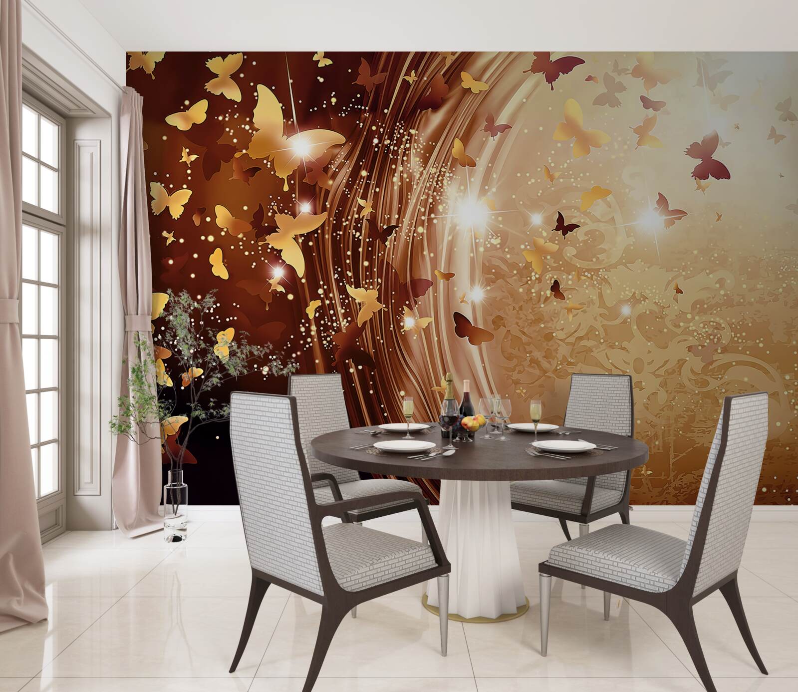 Фотошпалери завитки та метелики