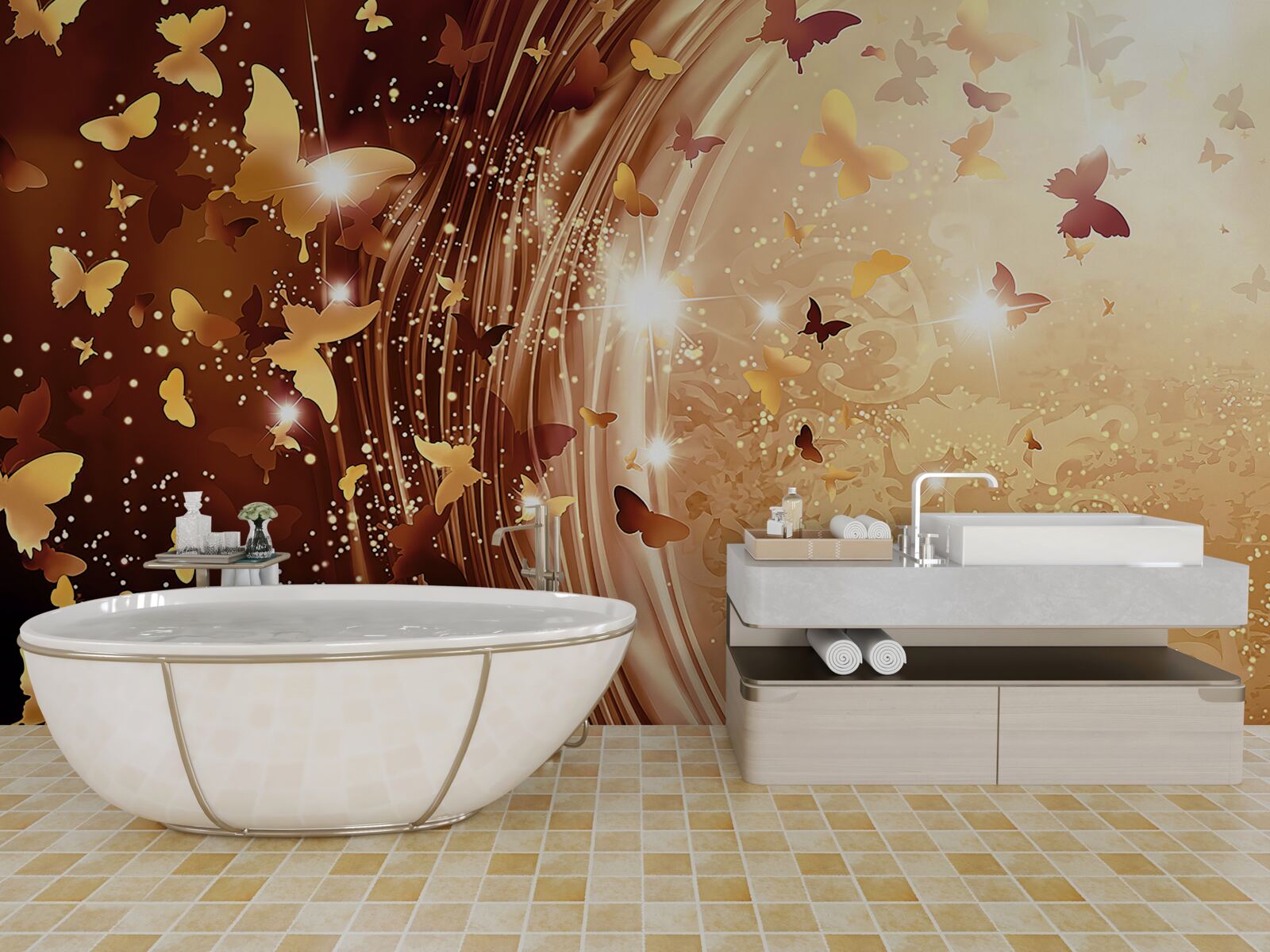 Фотошпалери завитки та метелики