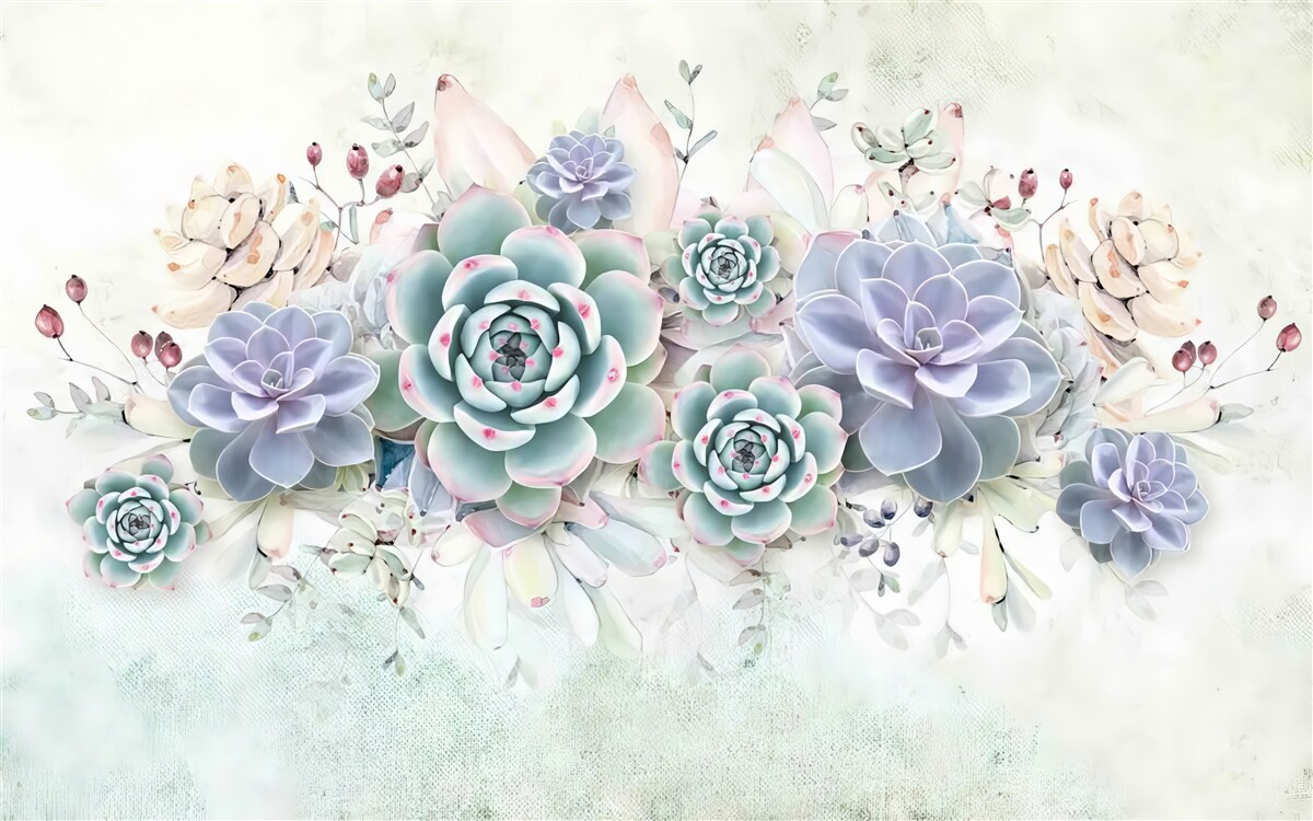 Фотошпалери сині квіти на світлому тлі