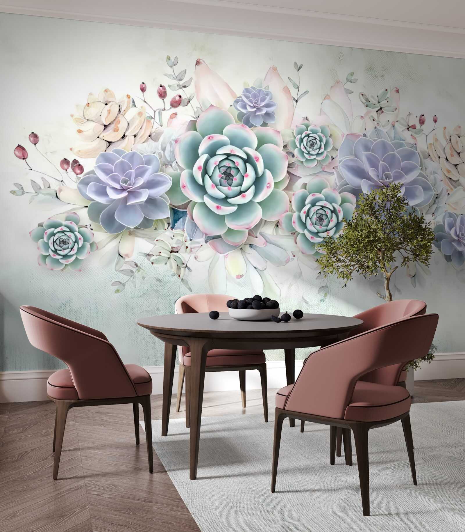 Фотошпалери сині квіти на світлому тлі