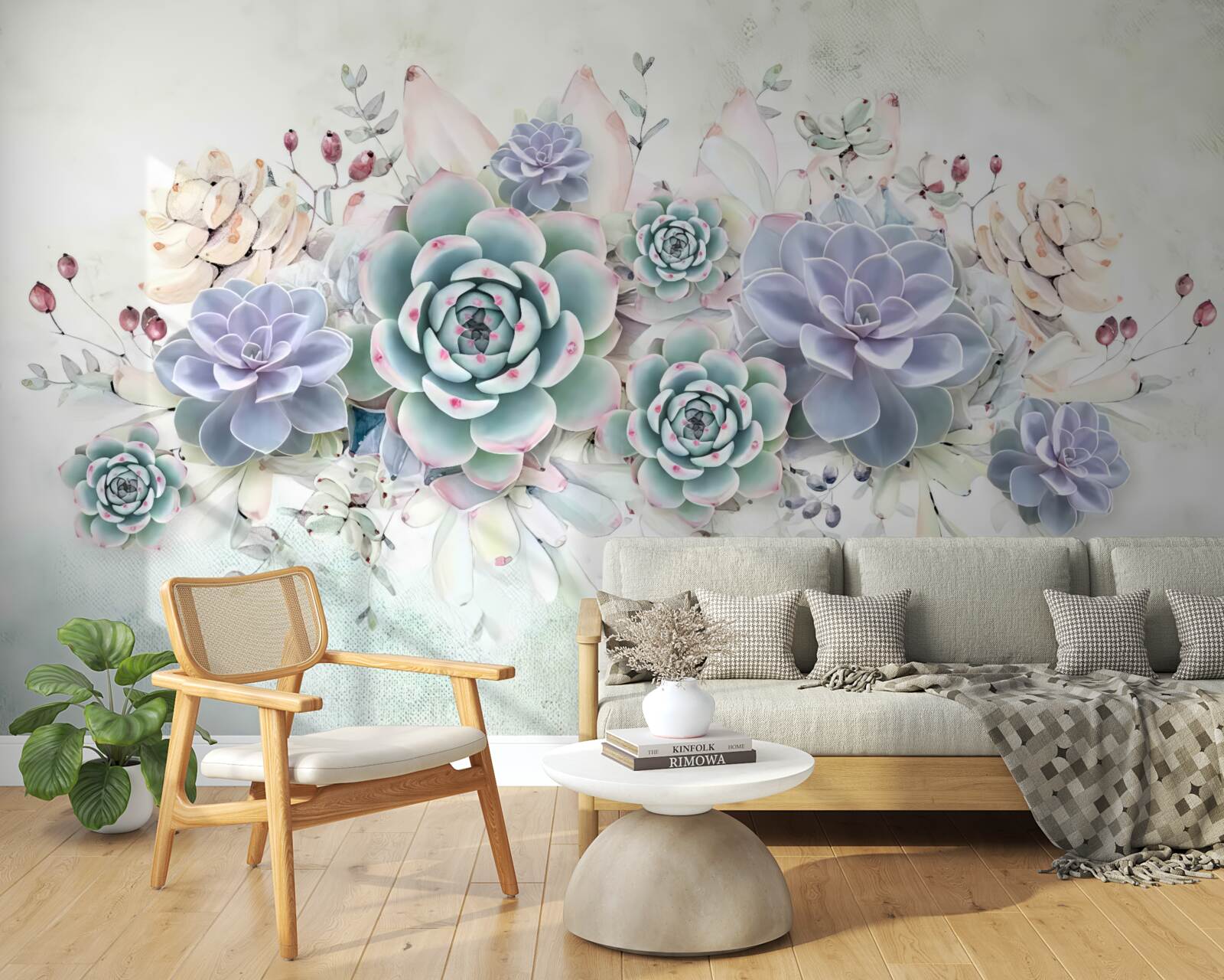 Фотошпалери сині квіти на світлому тлі