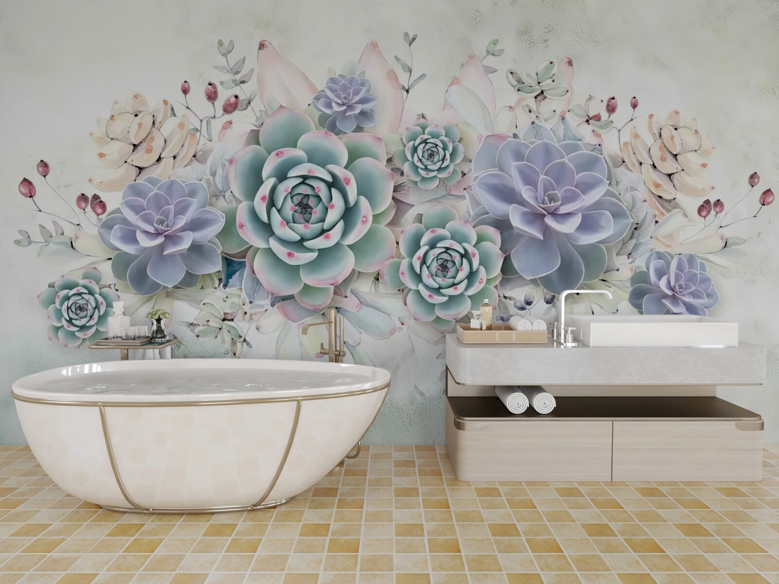 Фотошпалери сині квіти на світлому тлі