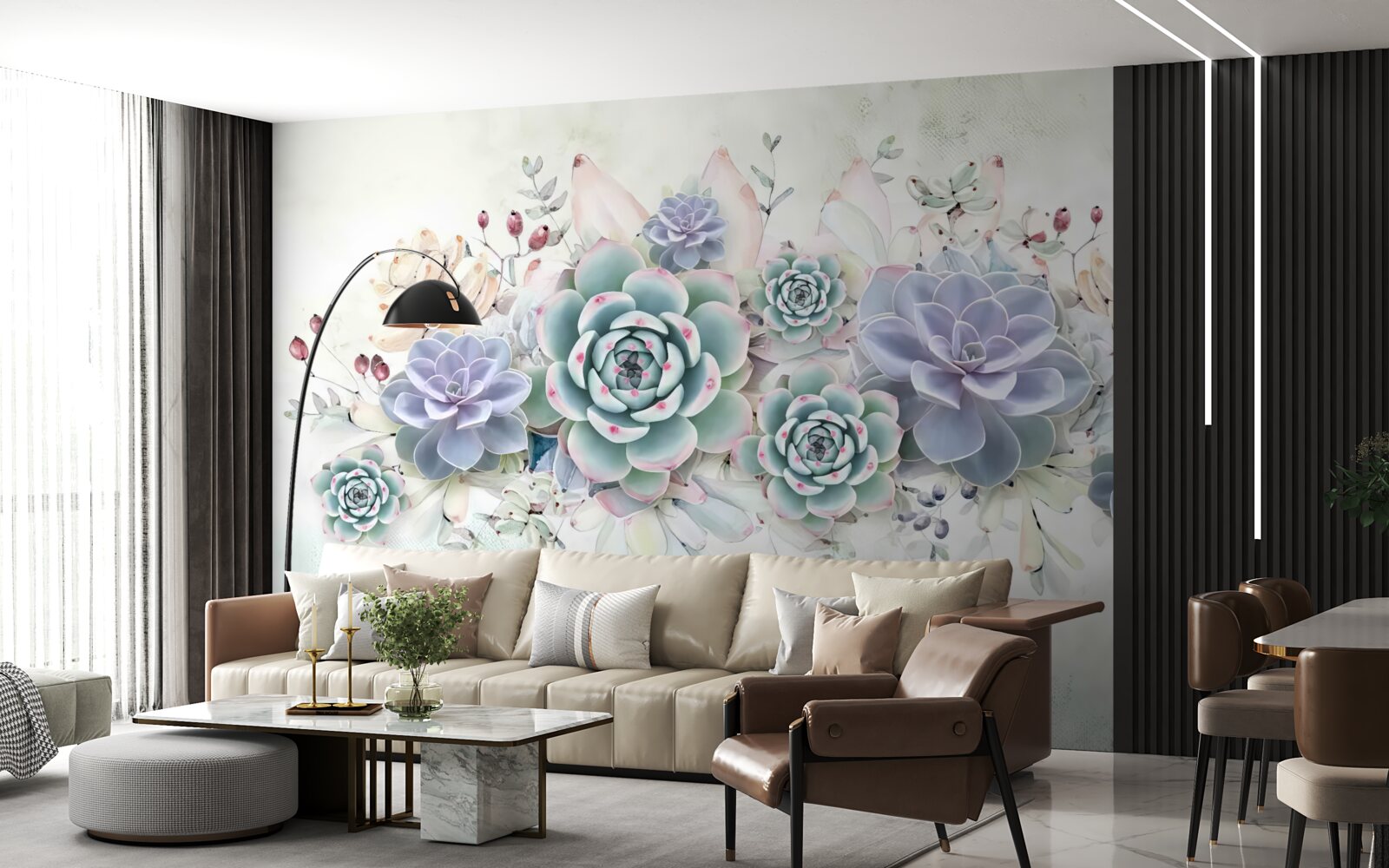 Фотошпалери сині квіти на світлому тлі