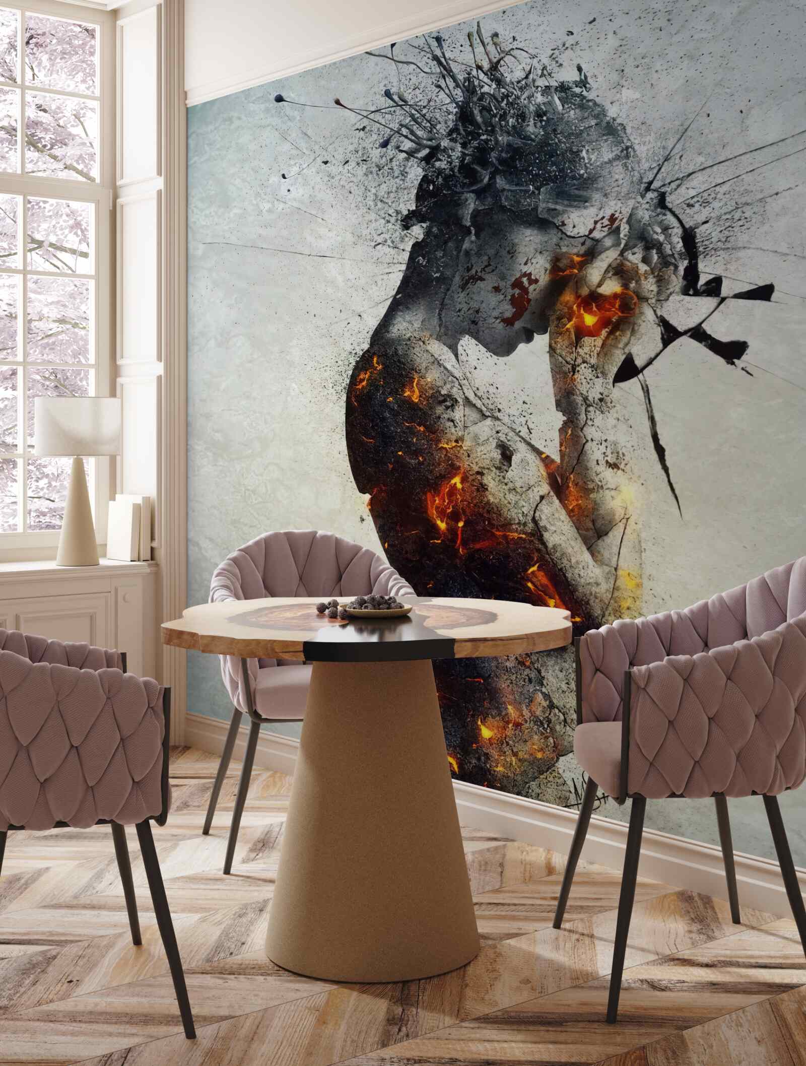 Фотошпалери дівчина ховає обличчя в долонях