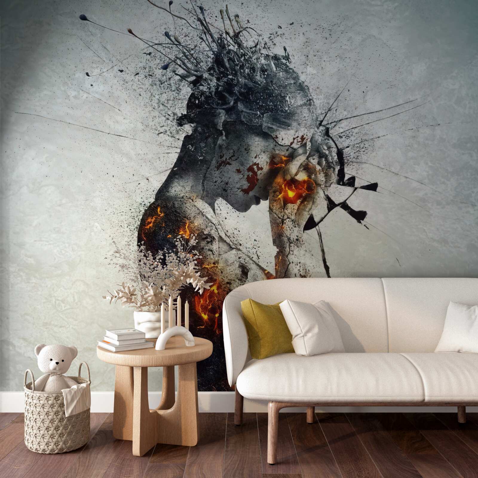 Фотошпалери дівчина ховає обличчя в долонях