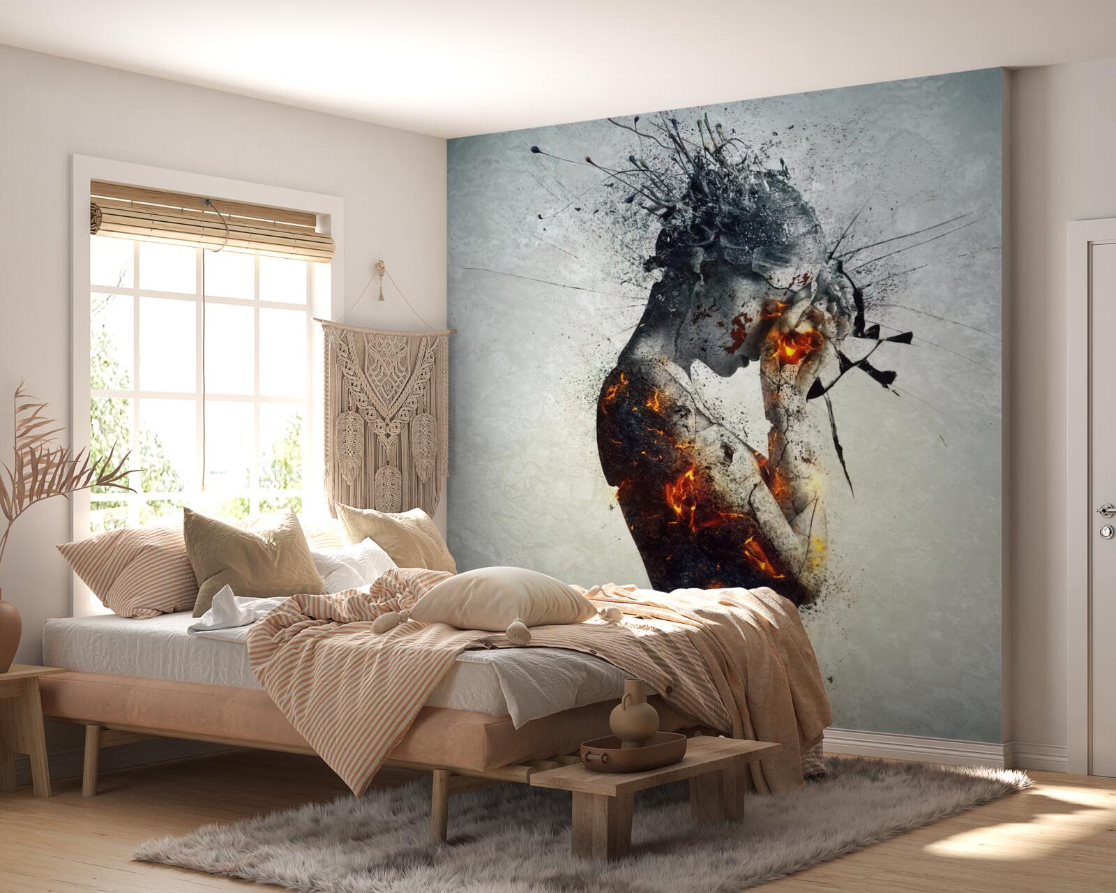 Фотошпалери дівчина ховає обличчя в долонях