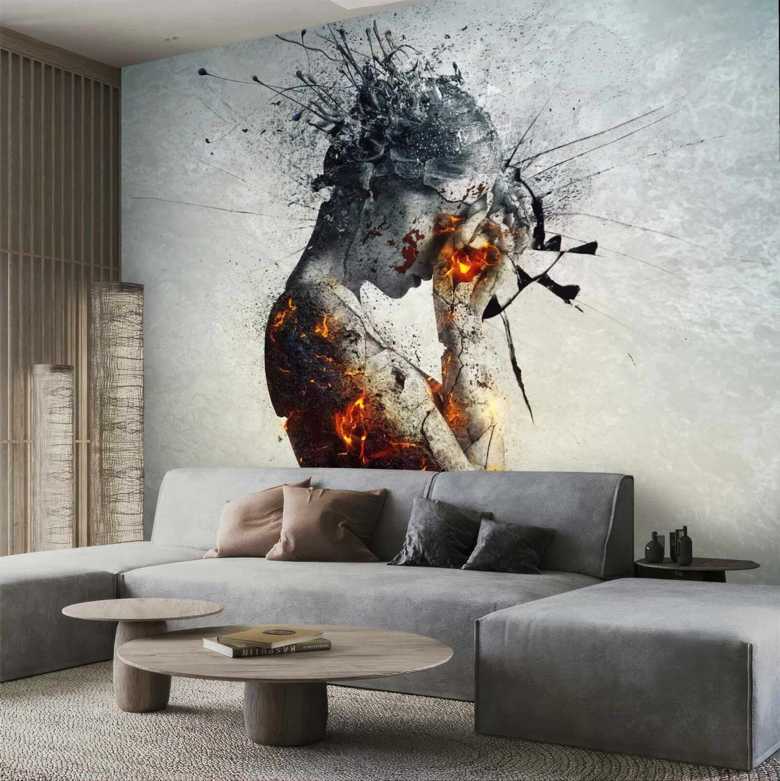 Фотошпалери дівчина ховає обличчя в долонях