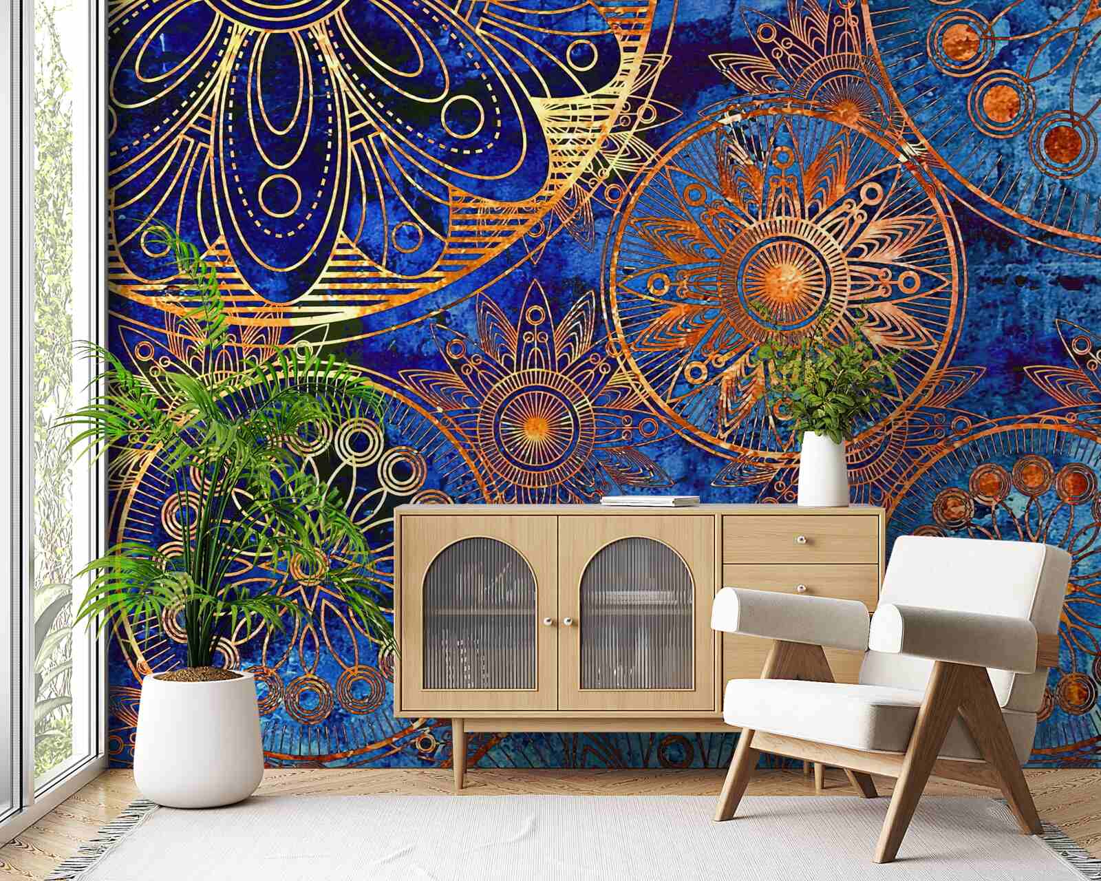 Фотошпалери різні хвилясті золоті кола