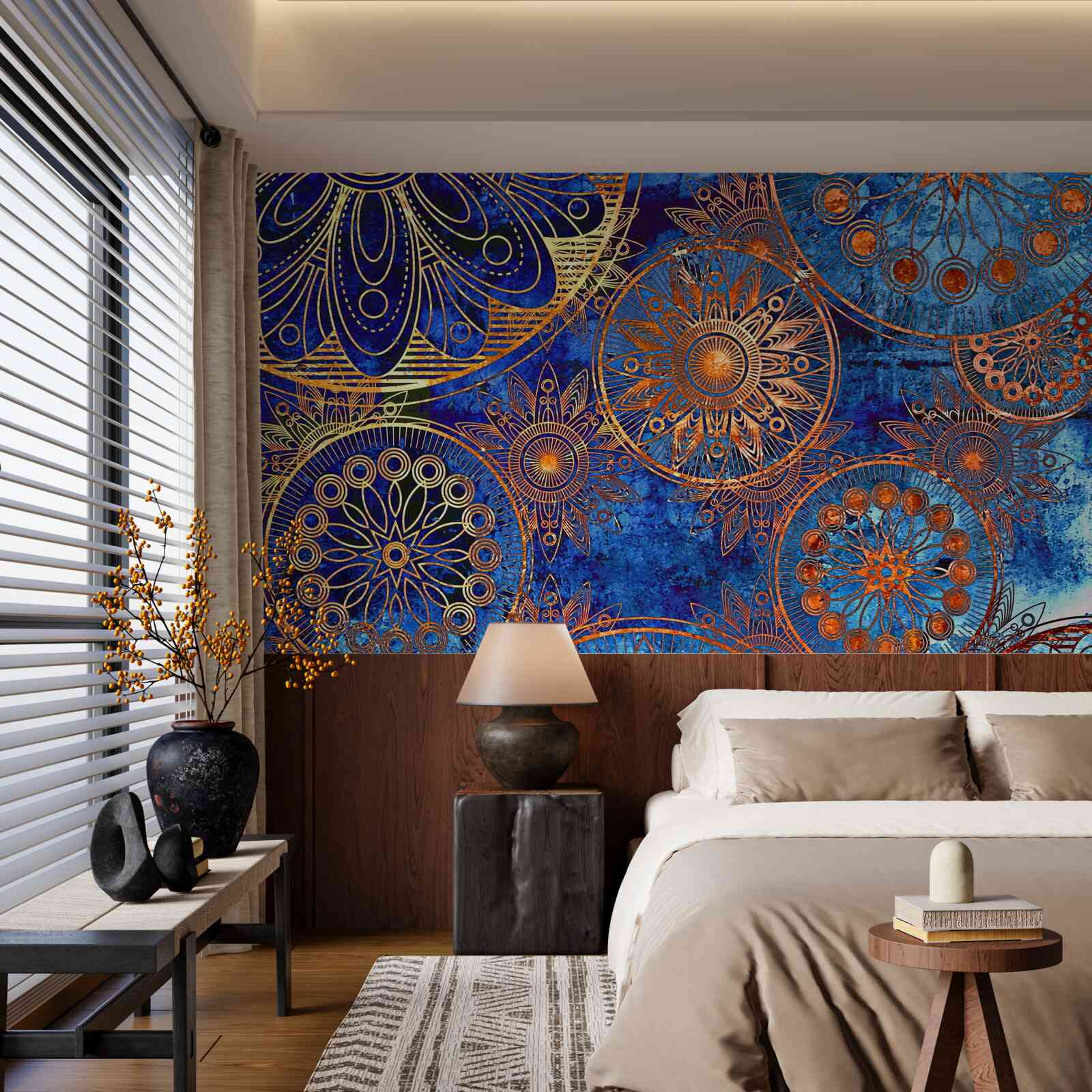 Фотошпалери різні хвилясті золоті кола