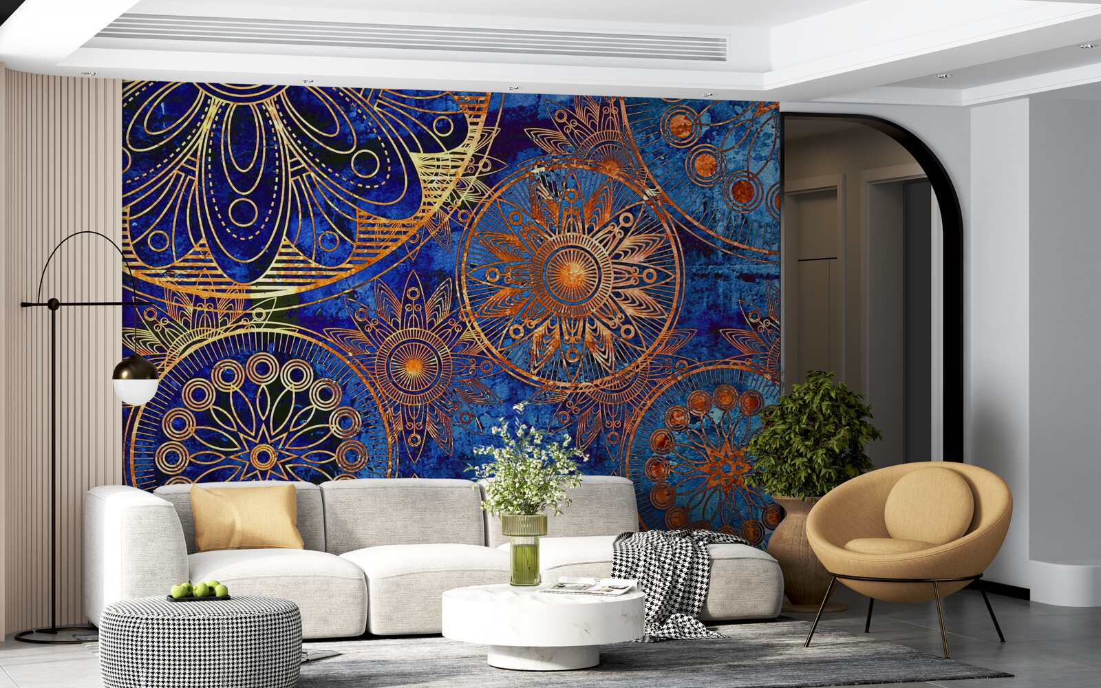 Фотошпалери різні хвилясті золоті кола