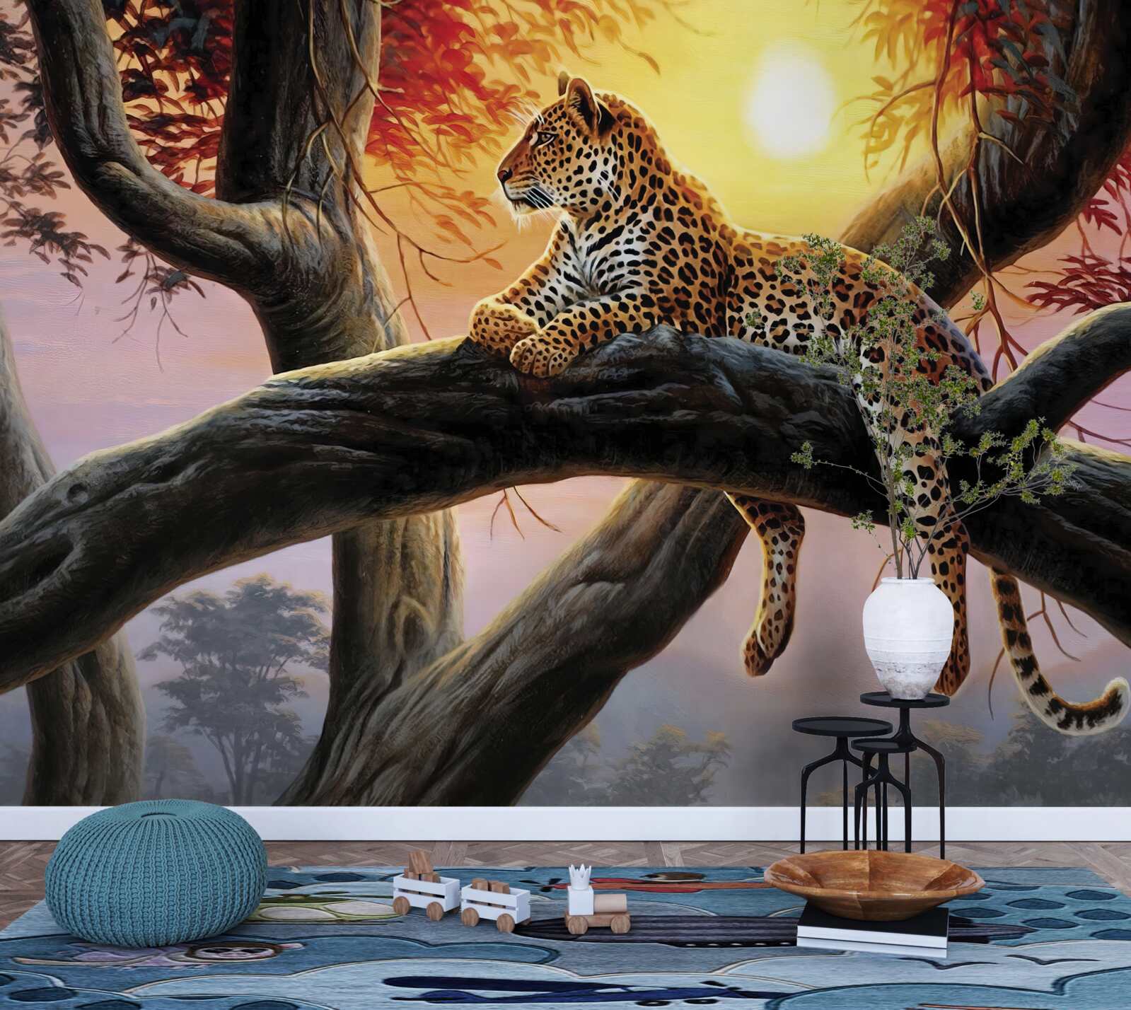 Фотошпалери леопард сидів на дереві і насолоджувався відпочинком