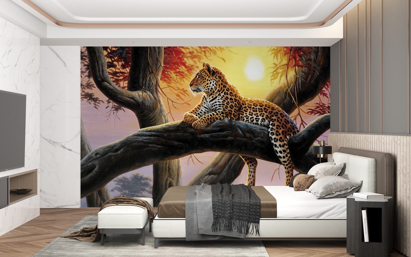 Фотошпалери леопард сидів на дереві і насолоджувався відпочинком